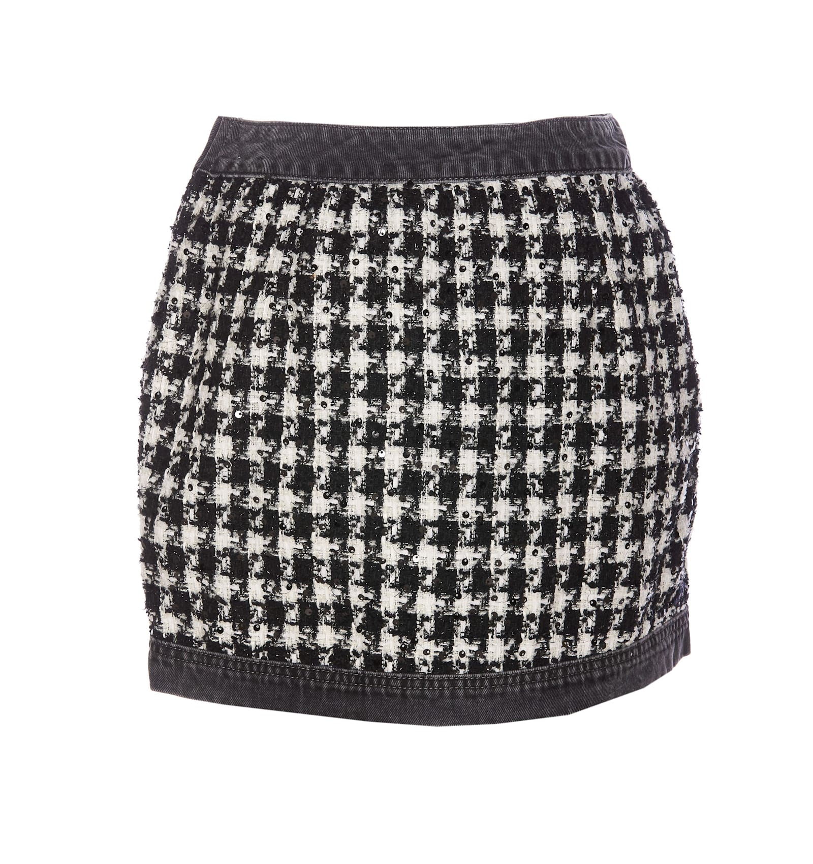 Shop Liu •jo Mini Houndstooth Skirt In Black