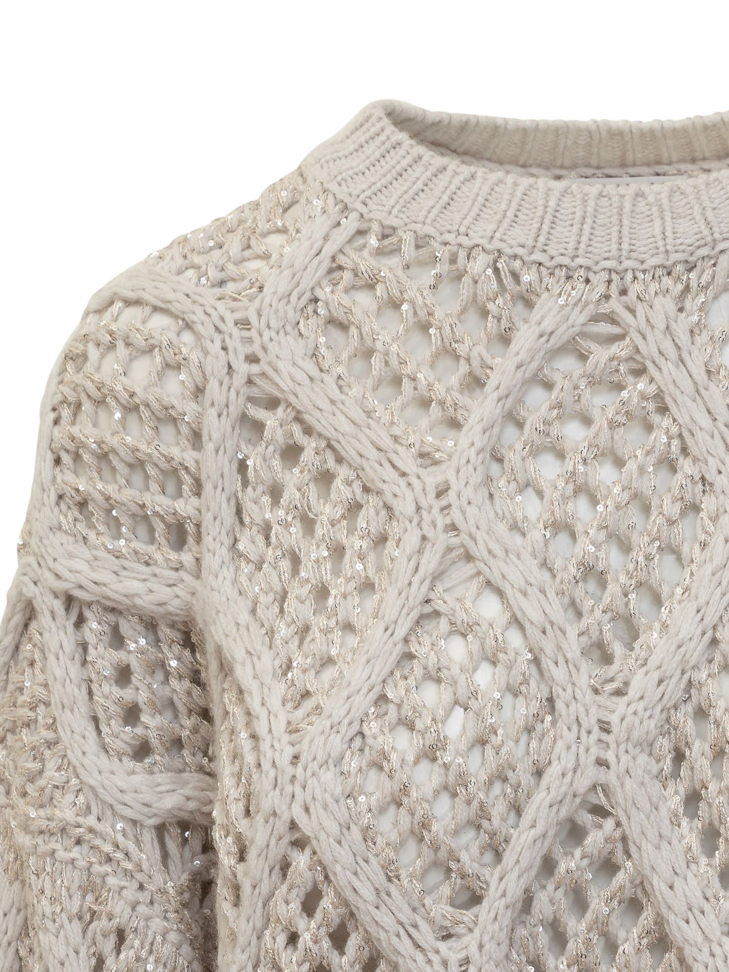 Shop Brunello Cucinelli Crew Neck Sweater In Madreperla