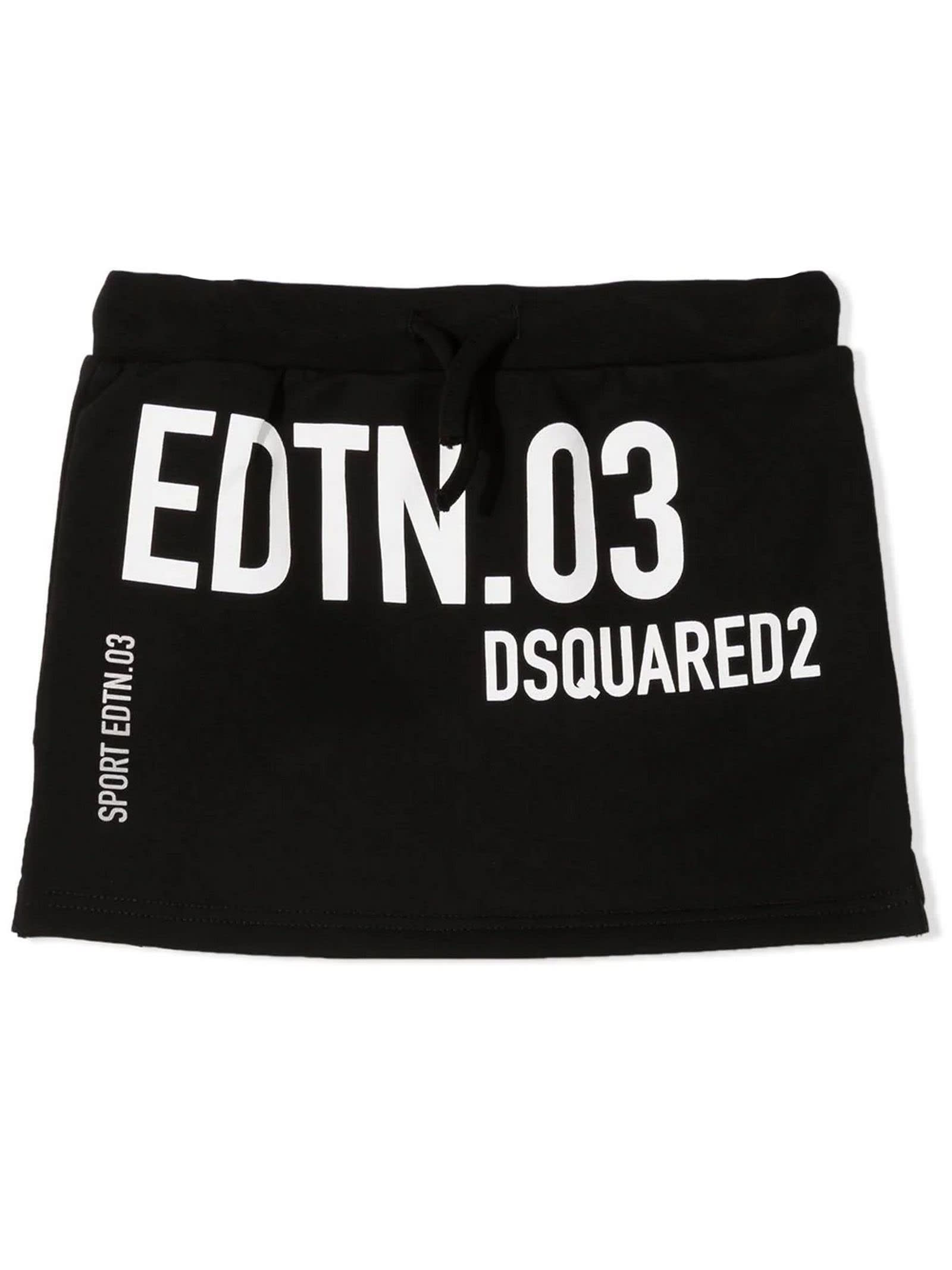 Dsquared2 Black Cotton Sport Edtn. 03 Skirt