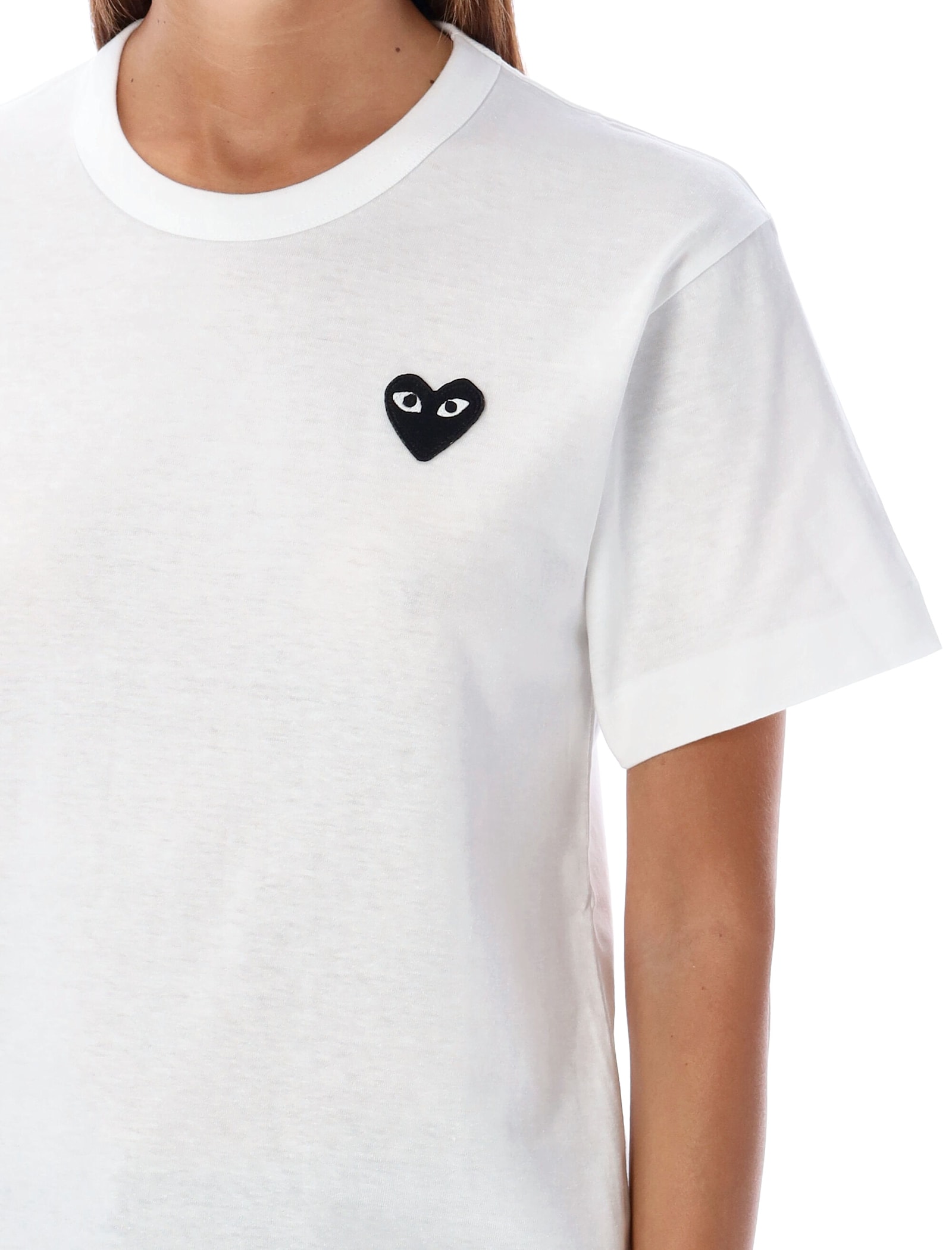 Comme Des Garçons Play Black Heart Patch T-shirt In White