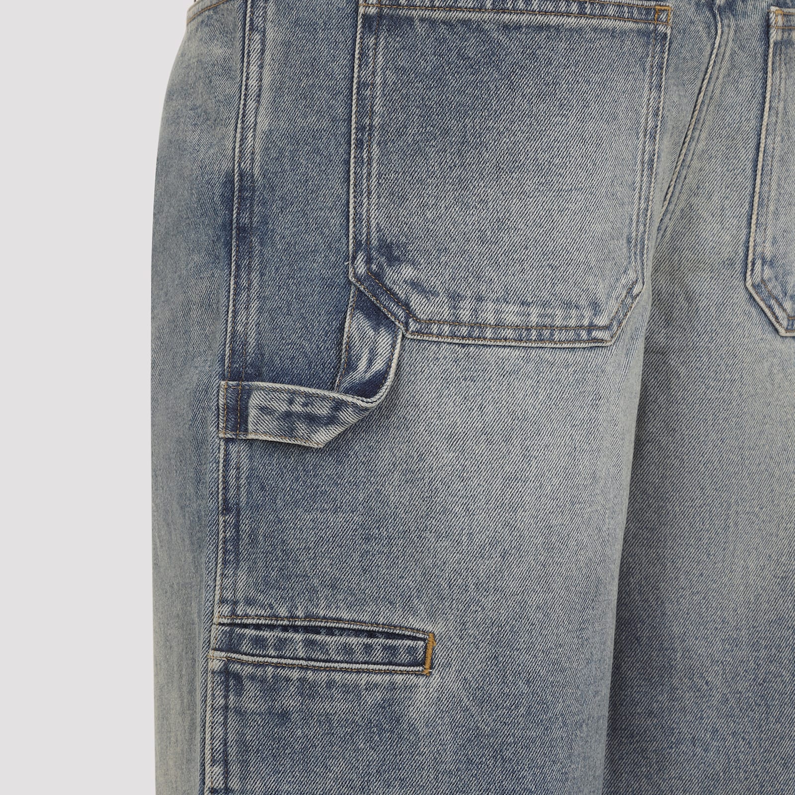Courrèges Wide-leg Denim Trousers With Belt Loops In Blue