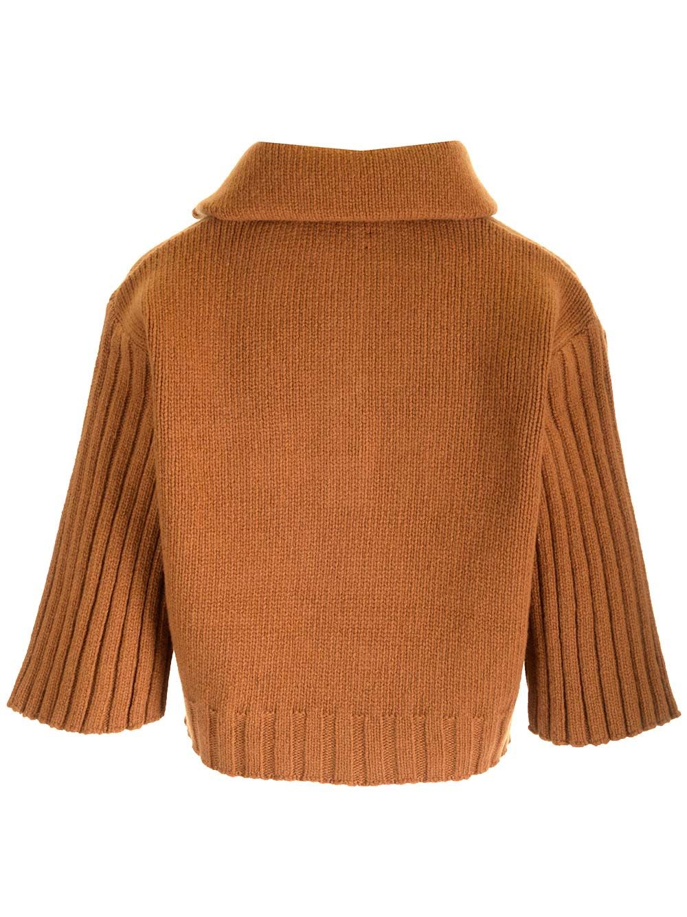 Shop Dries Van Noten Knitted Cropped Sweater In Brown