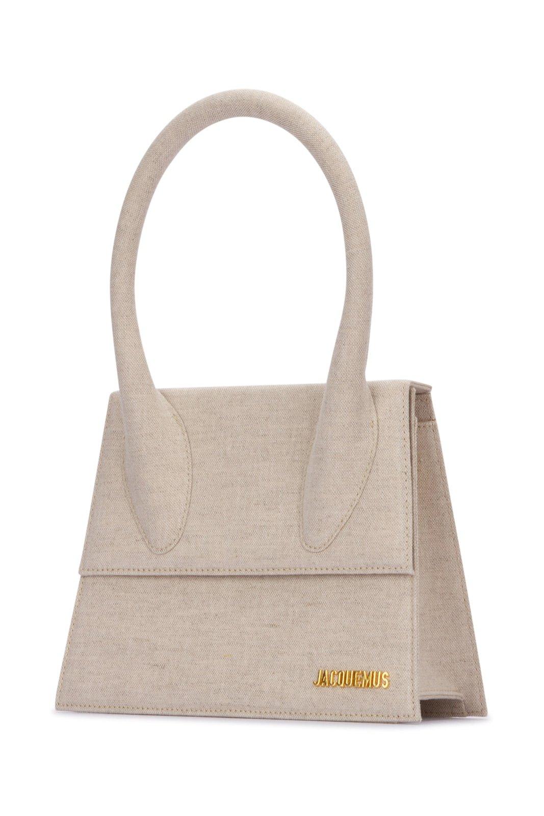 Shop Jacquemus Le Grand Chiquito Logo Lettering Handbag In Grey