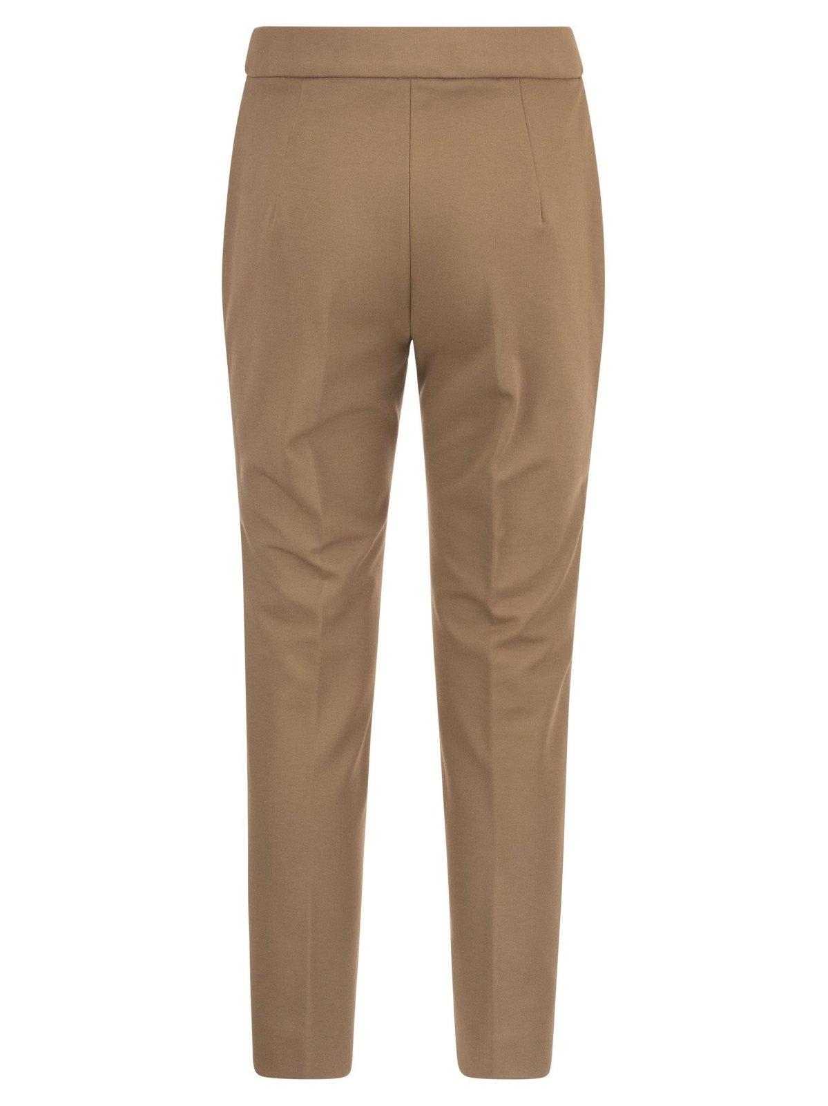 Shop Max Mara Slim Cut Straight Leg Trousers In Cammello