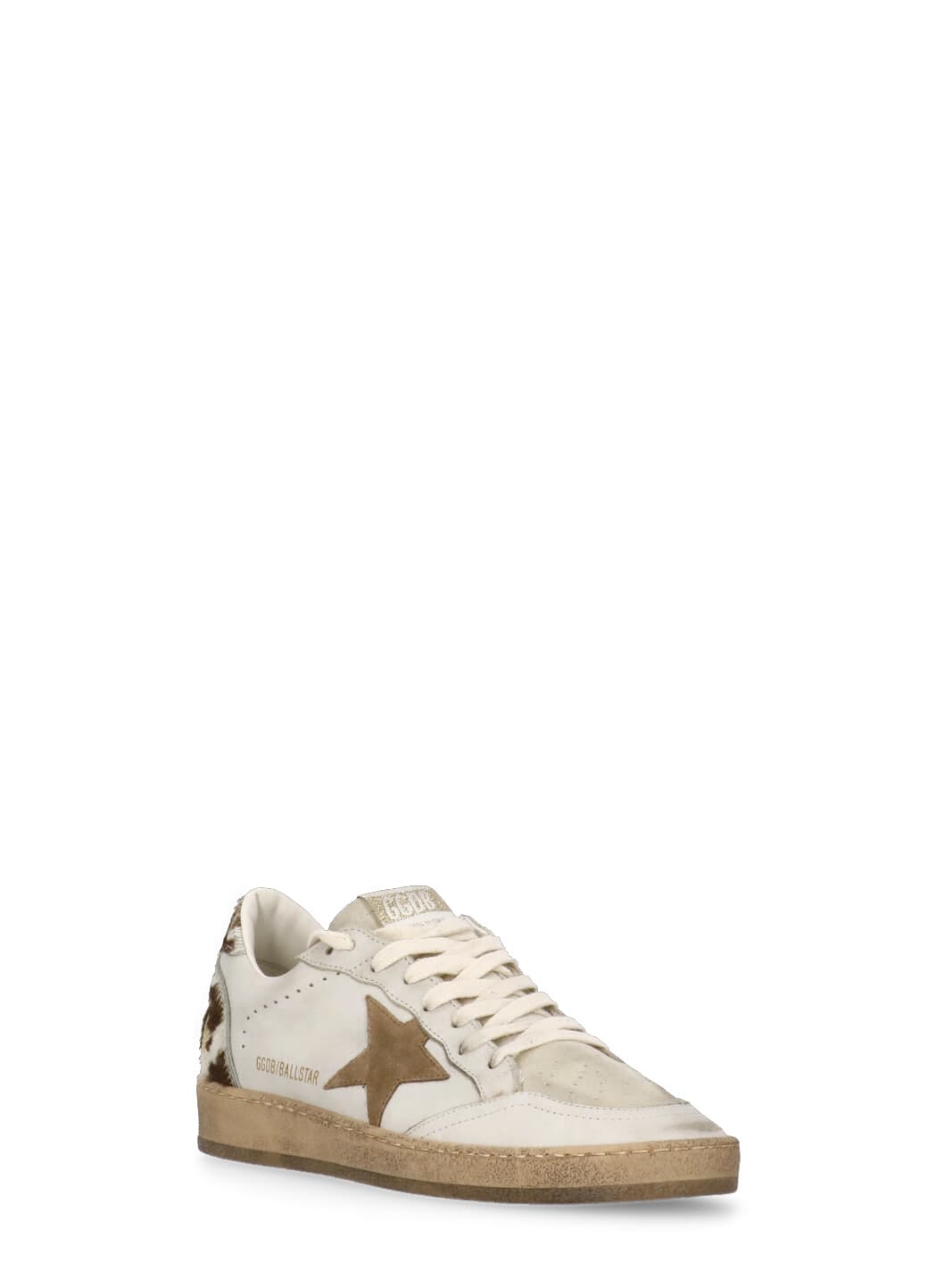 Golden Goose Low Top Sneakers With Perforated Toe And Star In Neutral