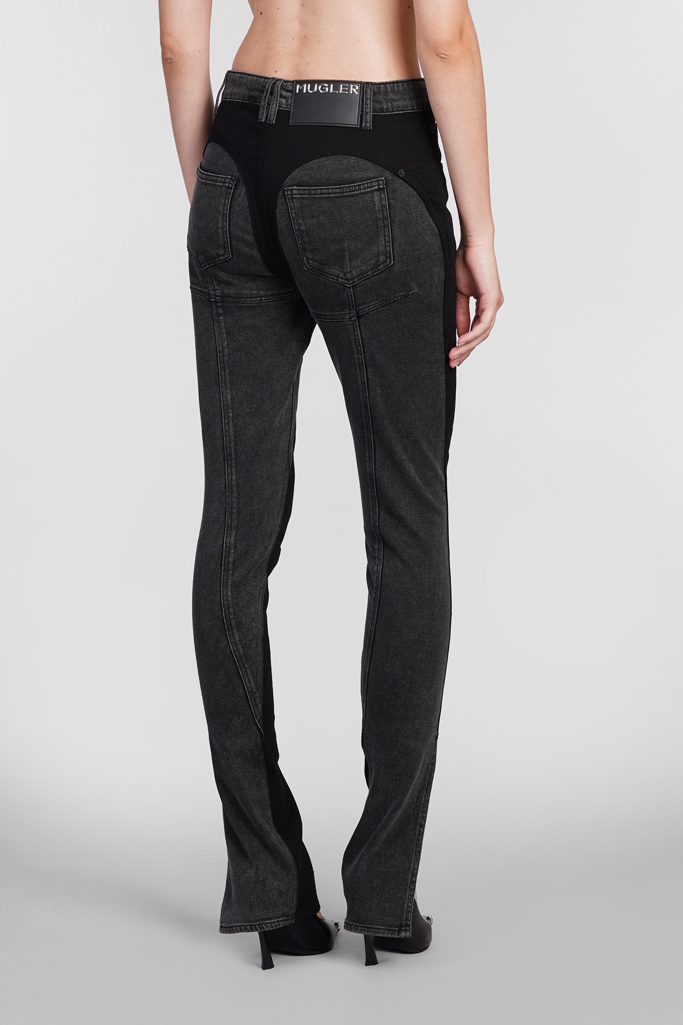 Mugler Jeans In Black Cotton In Black