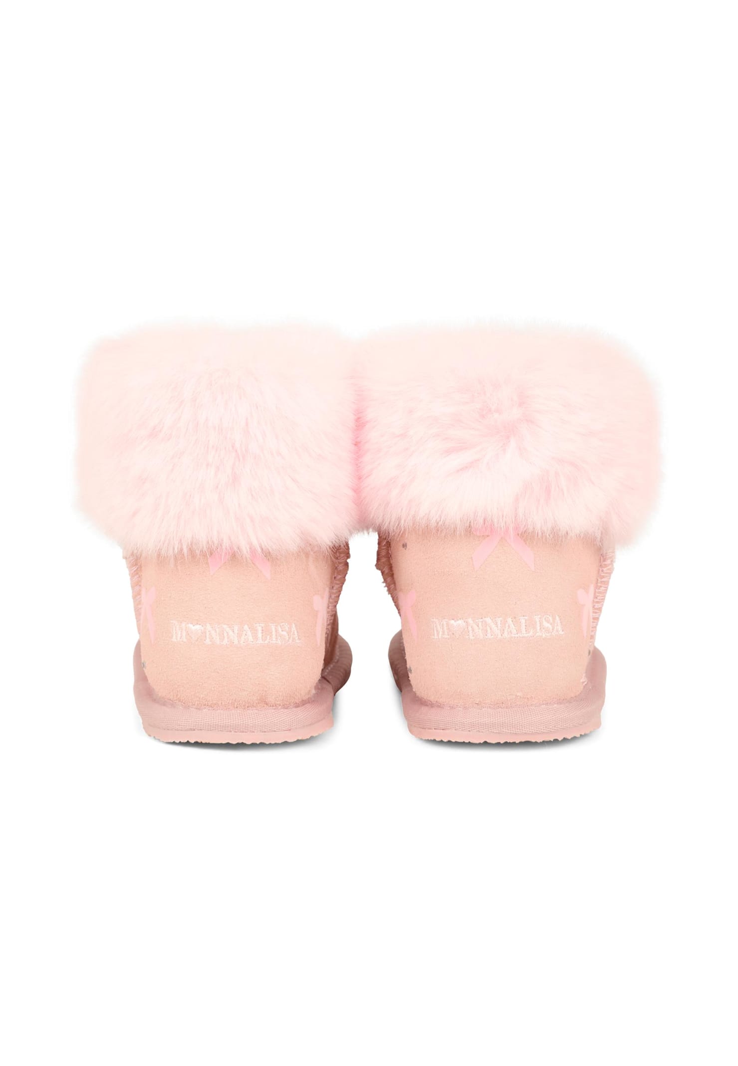 Monnalisa Pink Ankle Boots For Girl With Bow In Pink