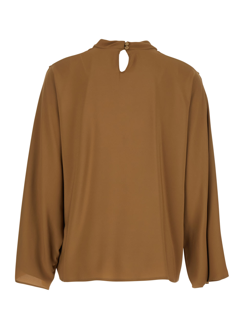 Federica Tosi Beige Blouse With Criss-crossed Neckline And Rear Keyhole Closure In Silk Blend Woman In Brown