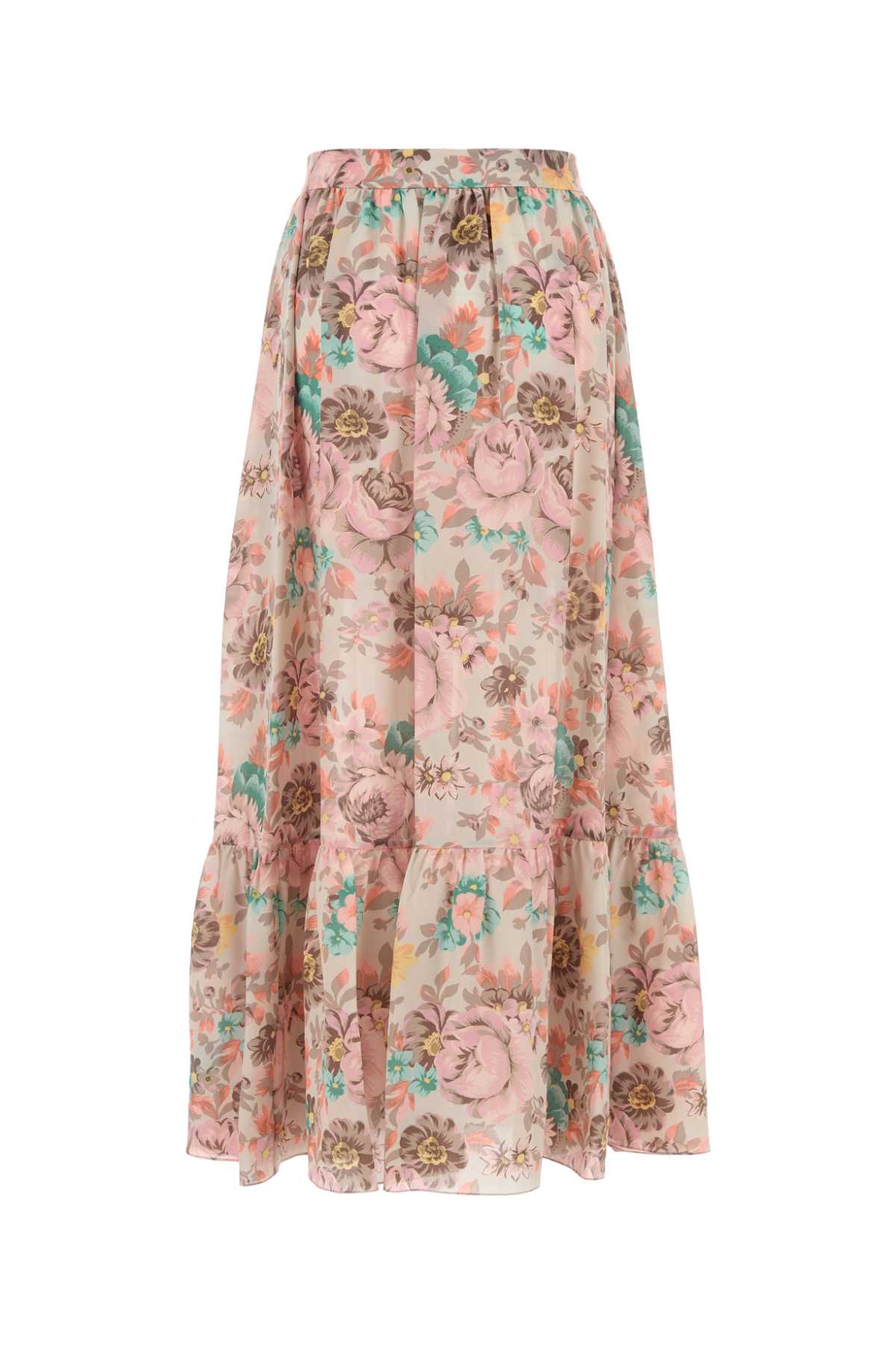 Chloé Belted Floral-print Silk Crepe De Chine Maxi Skirt In Multi