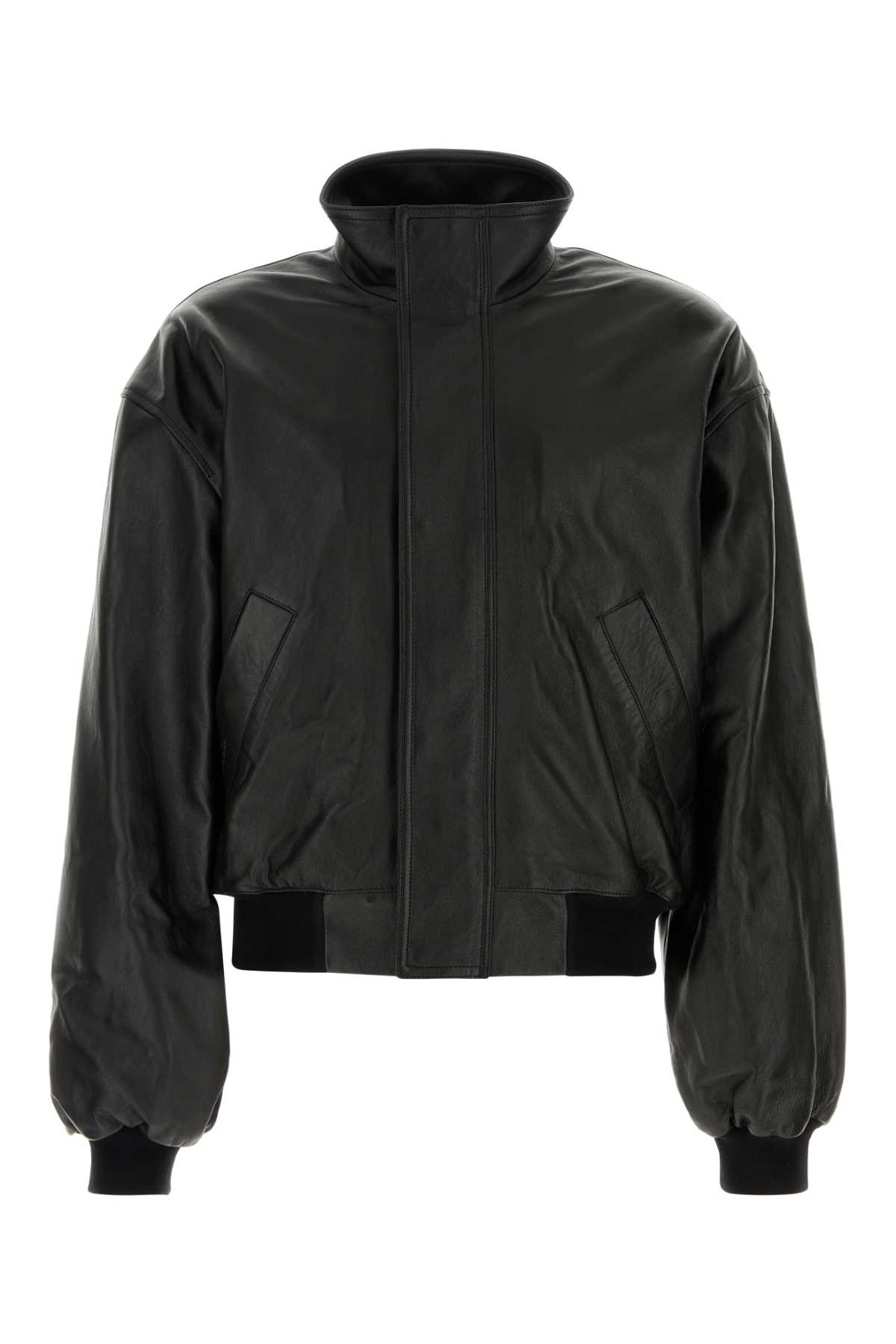 Balenciaga Wool Bomber Jacket High Collar In Black