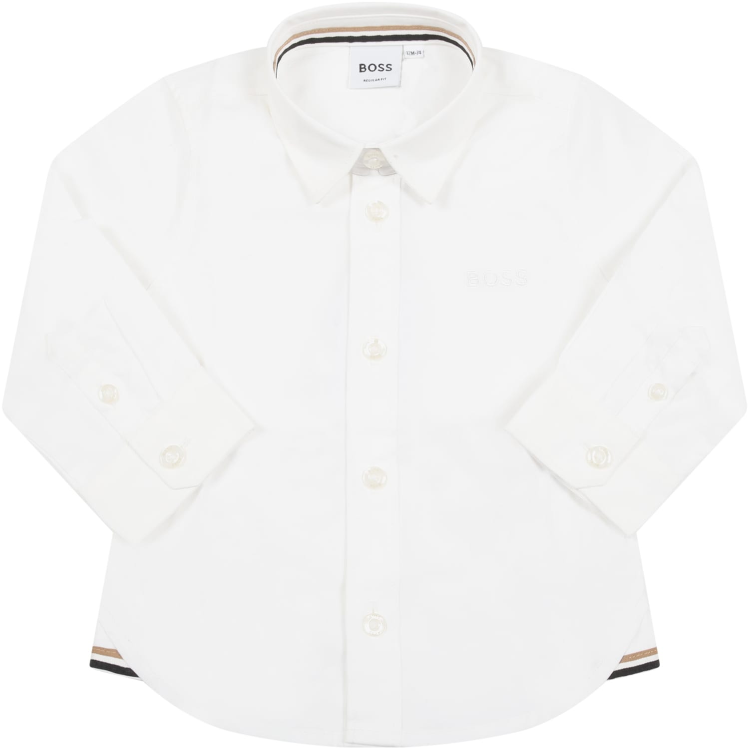 Hugo Boss White Shirt For Baby Boy With Logo