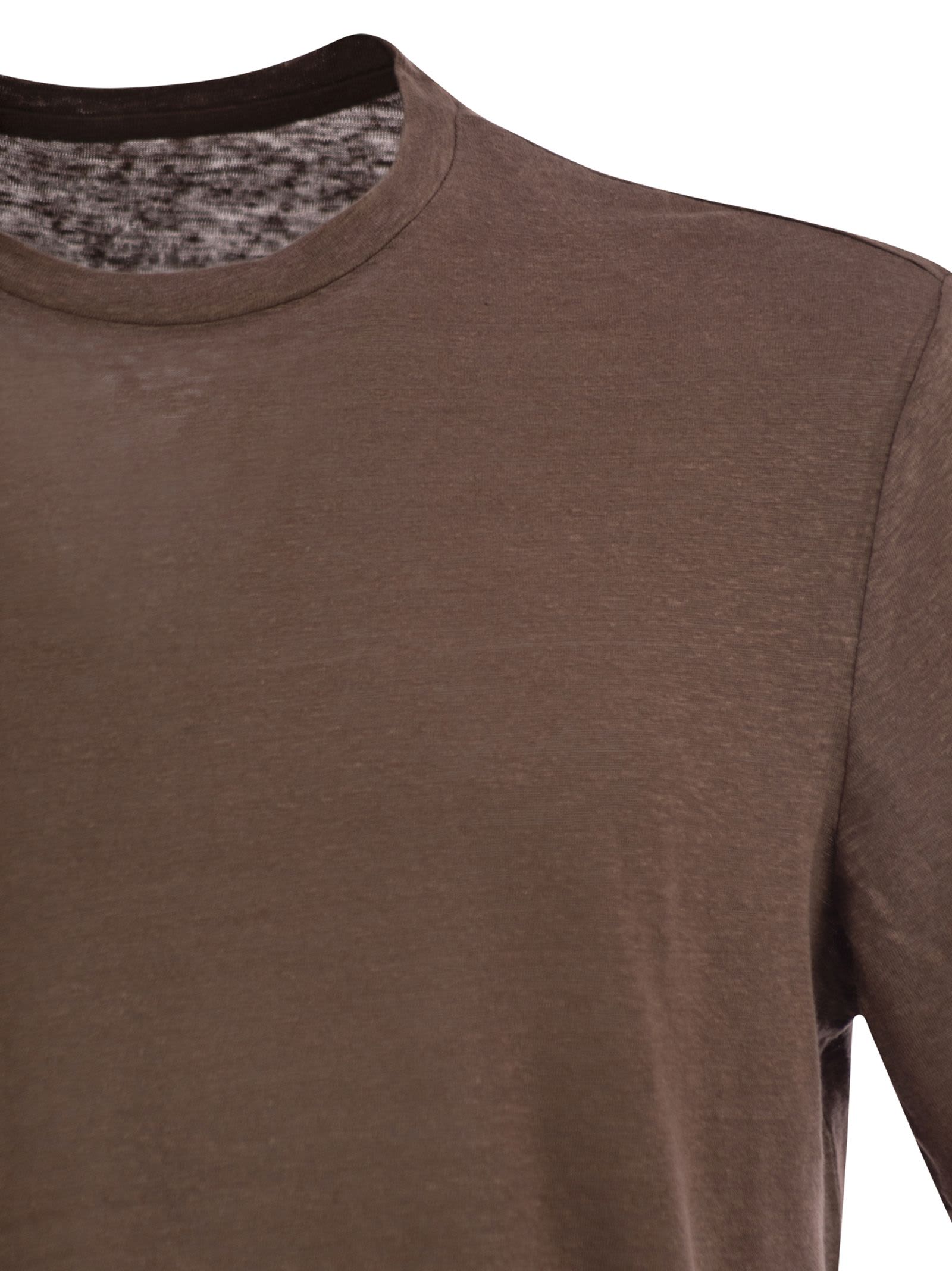 Majestic Crew-neck And Short-sleeved T-shirt In Linen