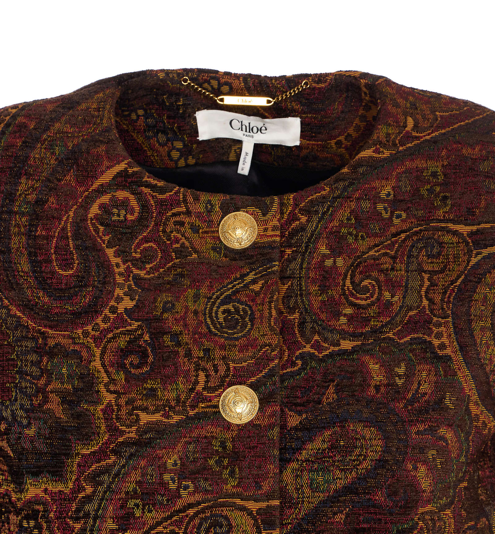 Chloé Jacket In Paisley Pattern Jacquard In Brown
