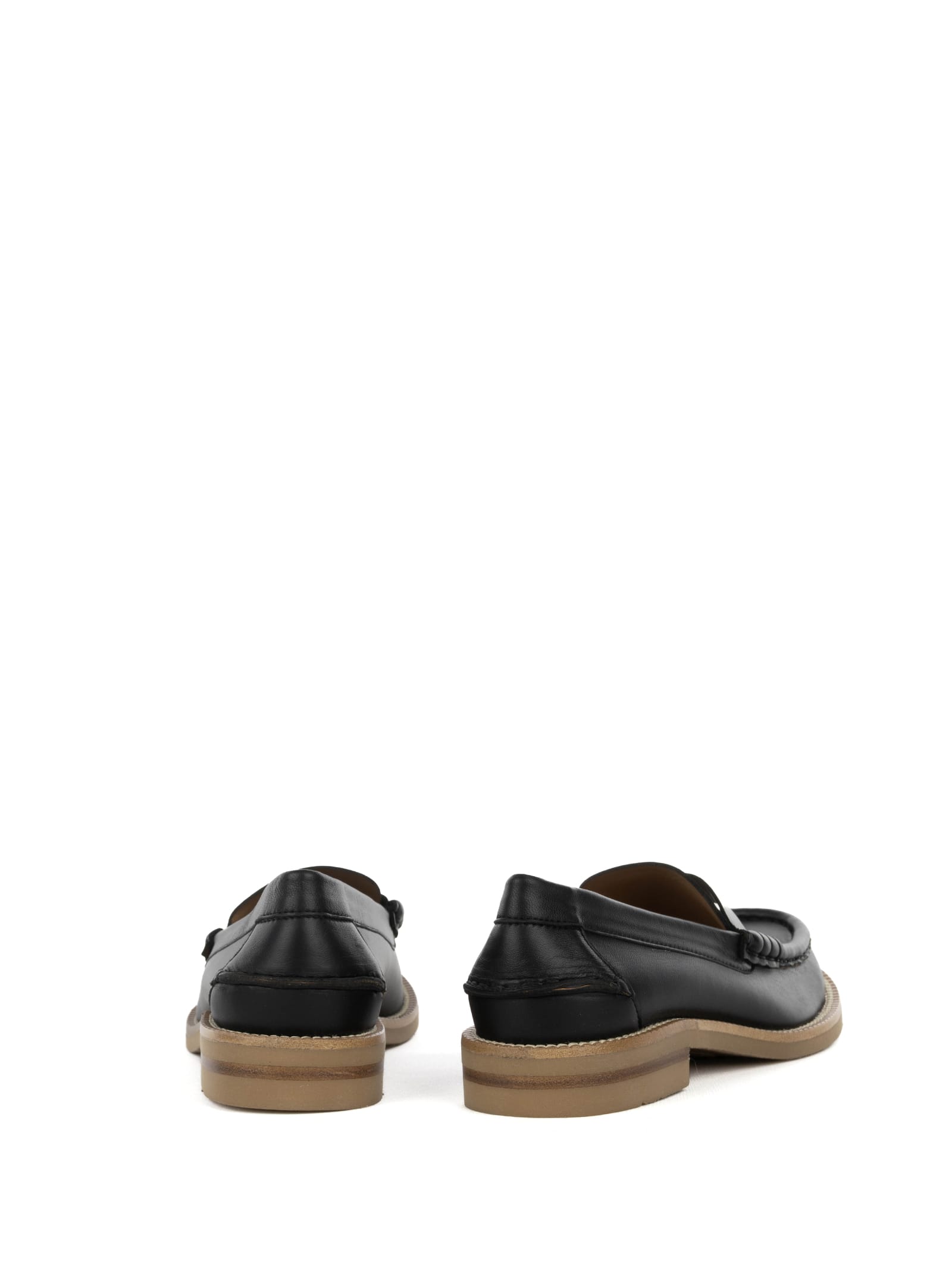 PEDRO GARCIA BLACK LEATHER MOCCASIN WITH CONTRASTING SOLE 