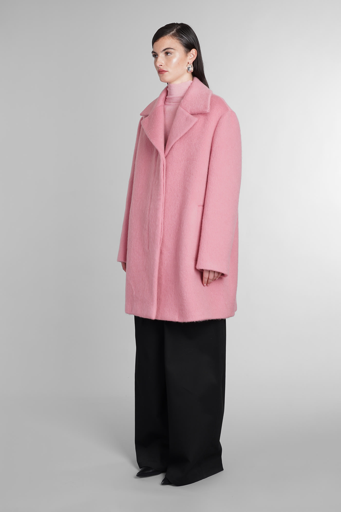 Jil Sander Coat In Rose-pink Wool In 655