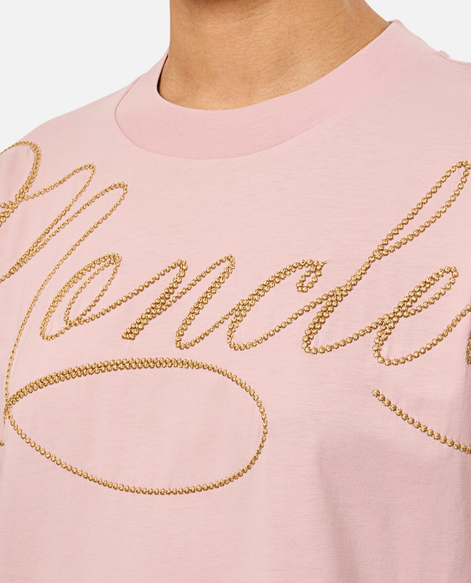 Moncler Women Logo T-shirt In Pink