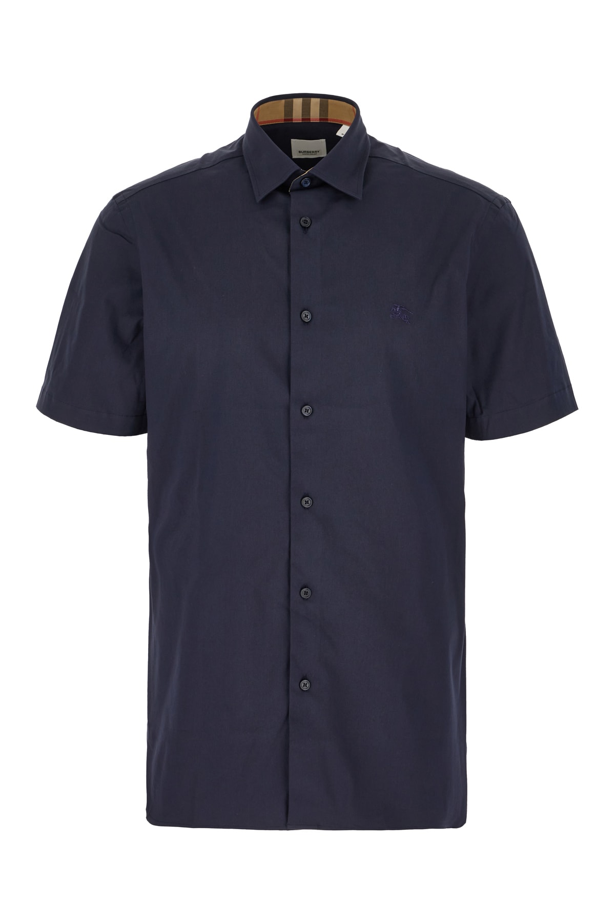 Burberry Midnight Blue Popeline Shirt In Navy