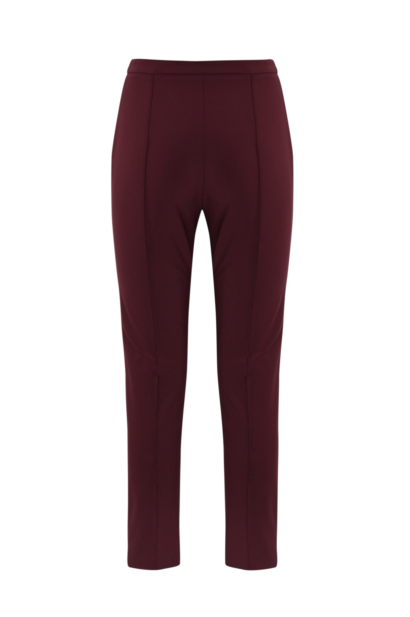 Shop Elisabetta Franchi Technical Fabric Trousers With Horsebit In Rouge Noir