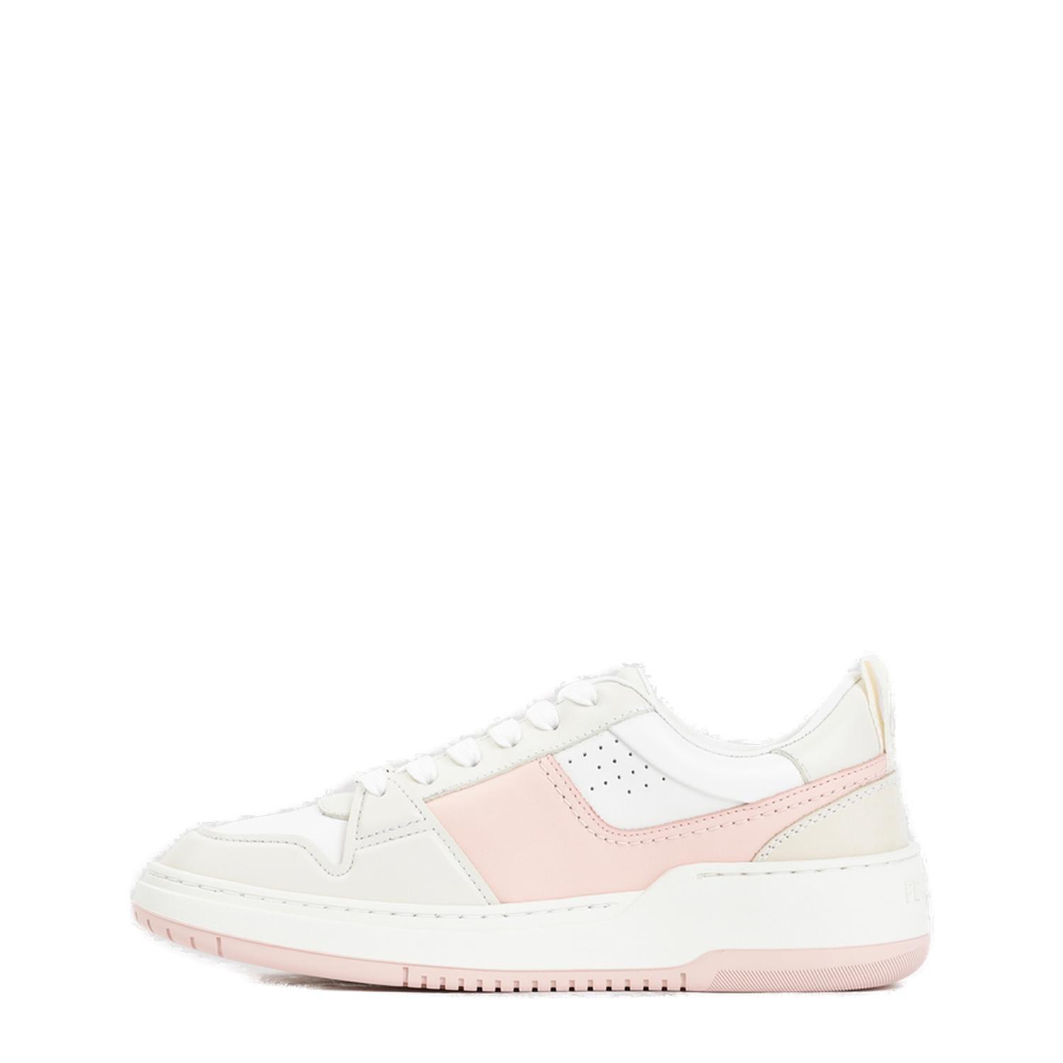 Shop Ferragamo Logo Printed Lace-up Sneakers In Pink/white