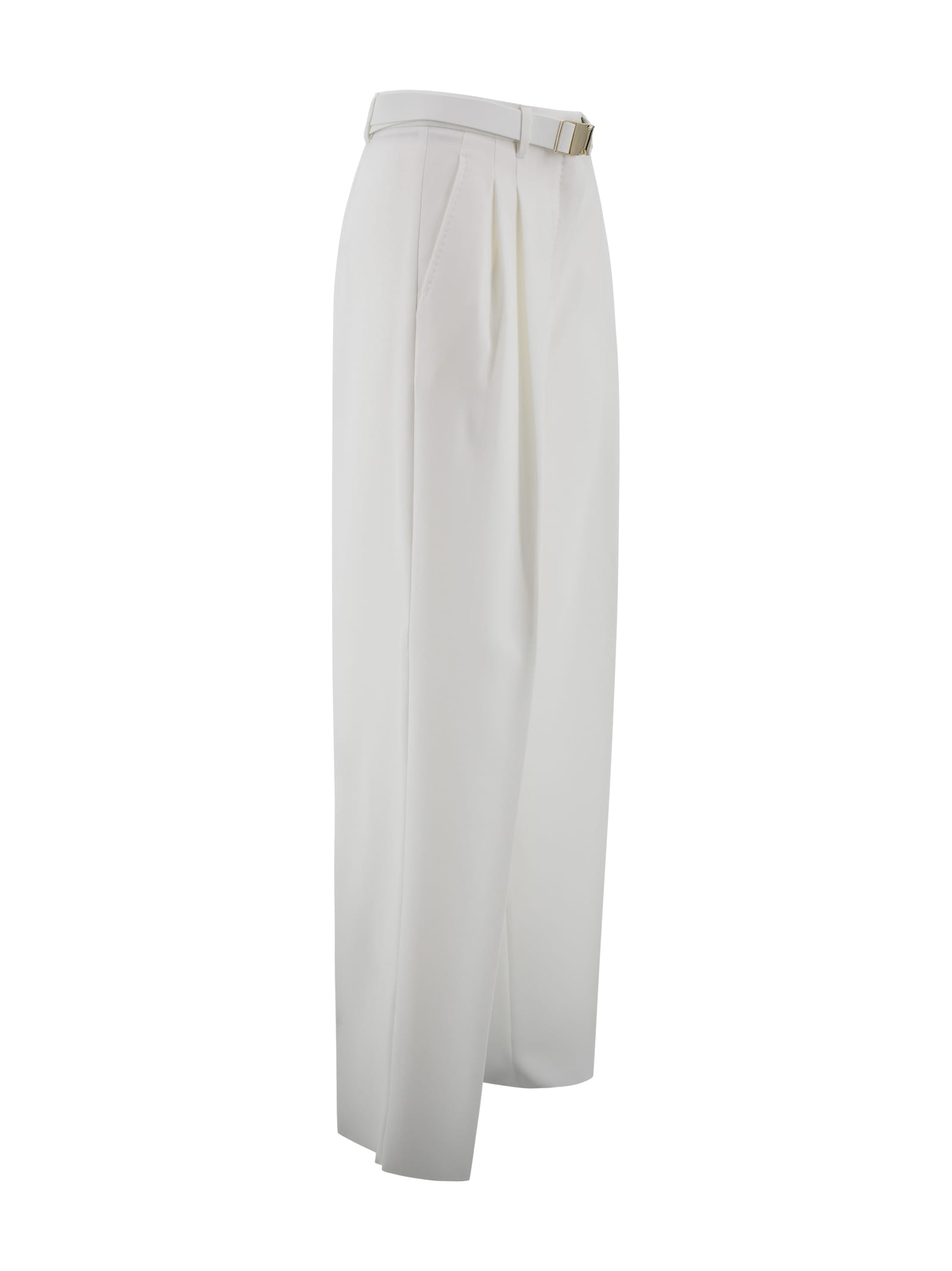 Max Mara White Triacetate Blend Neottia Pant In Bianco