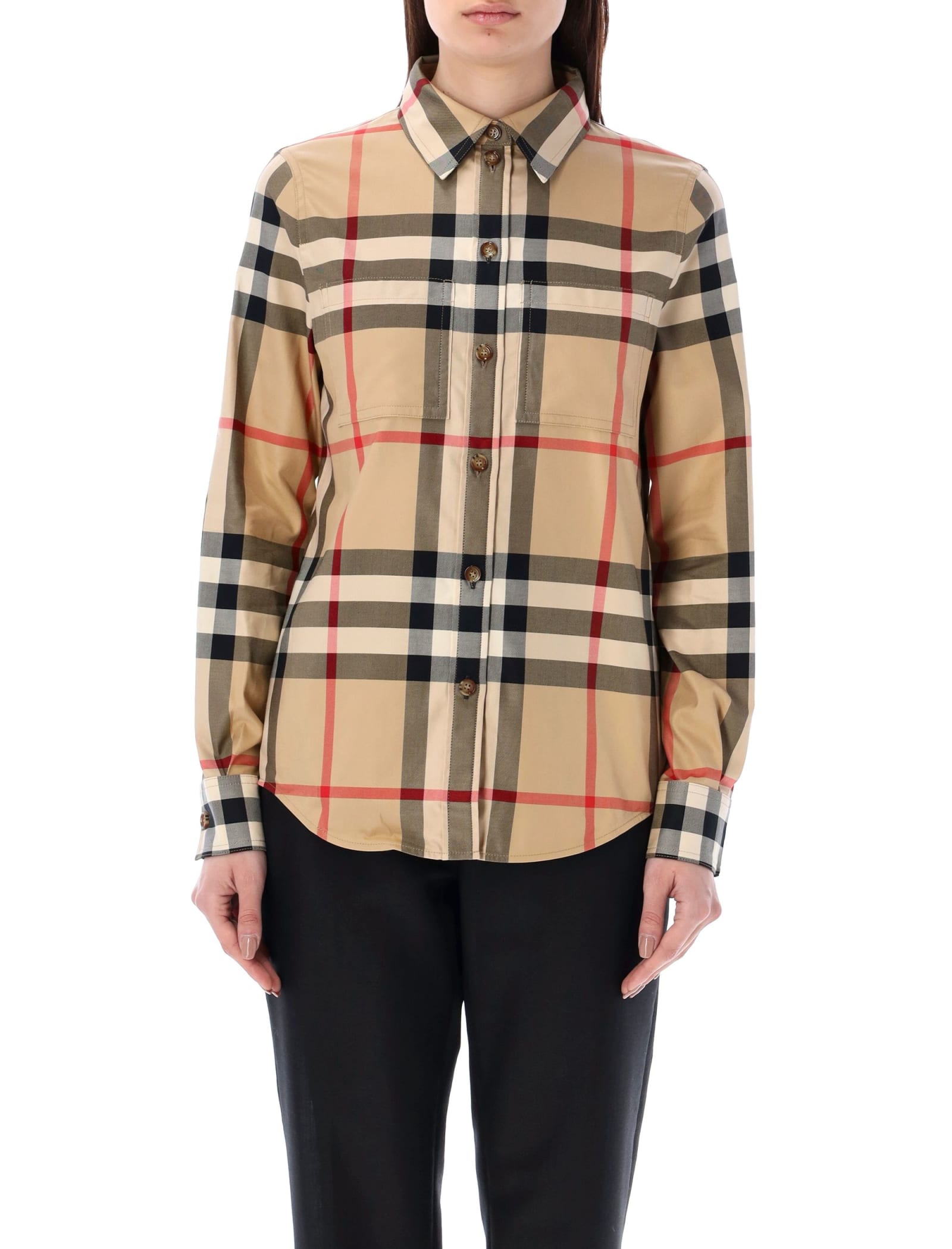 Burberry Check Shirt In Archive Beige Ip Chk