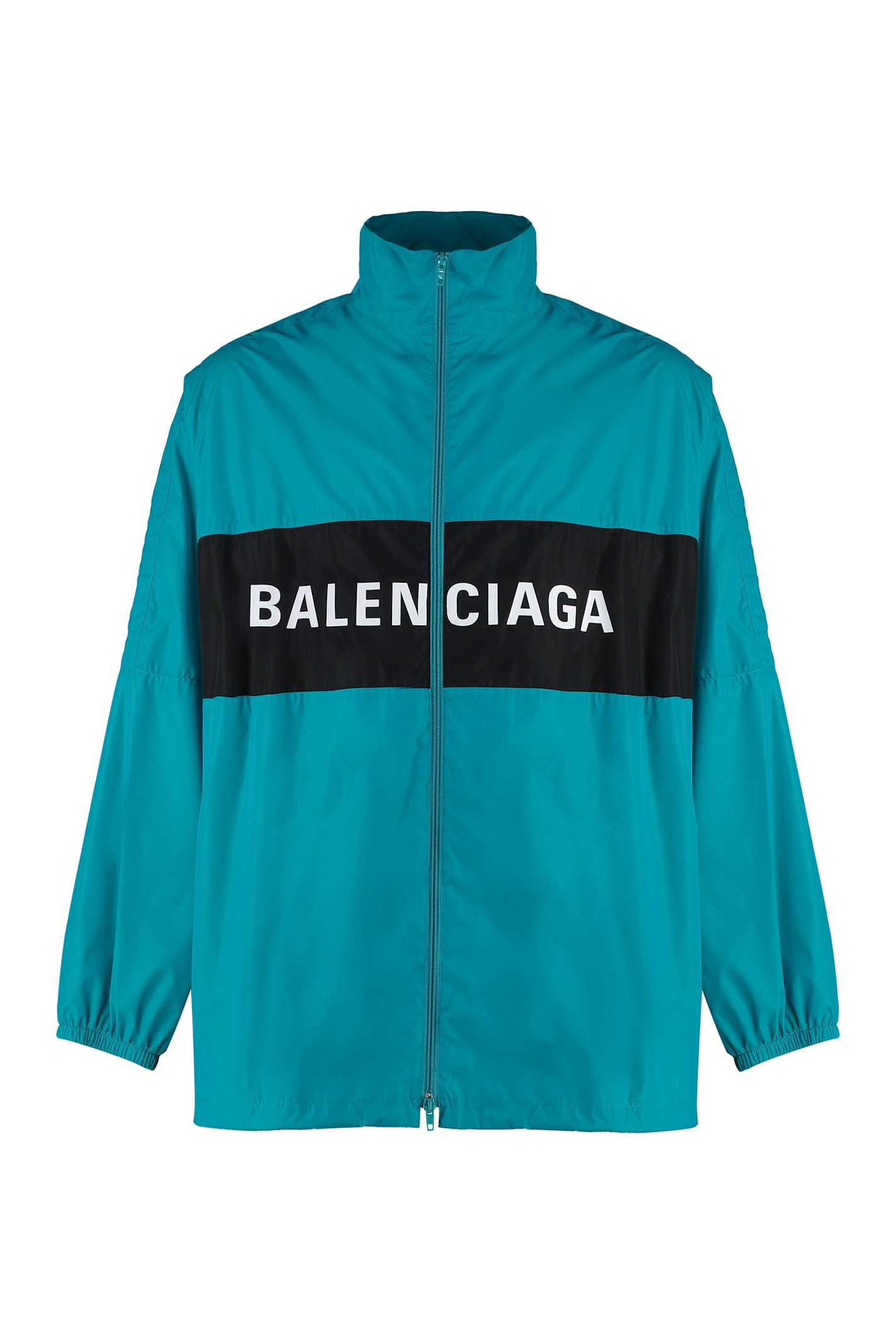 Shop Balenciaga Nylon Windbreaker-jacket In Turquoise