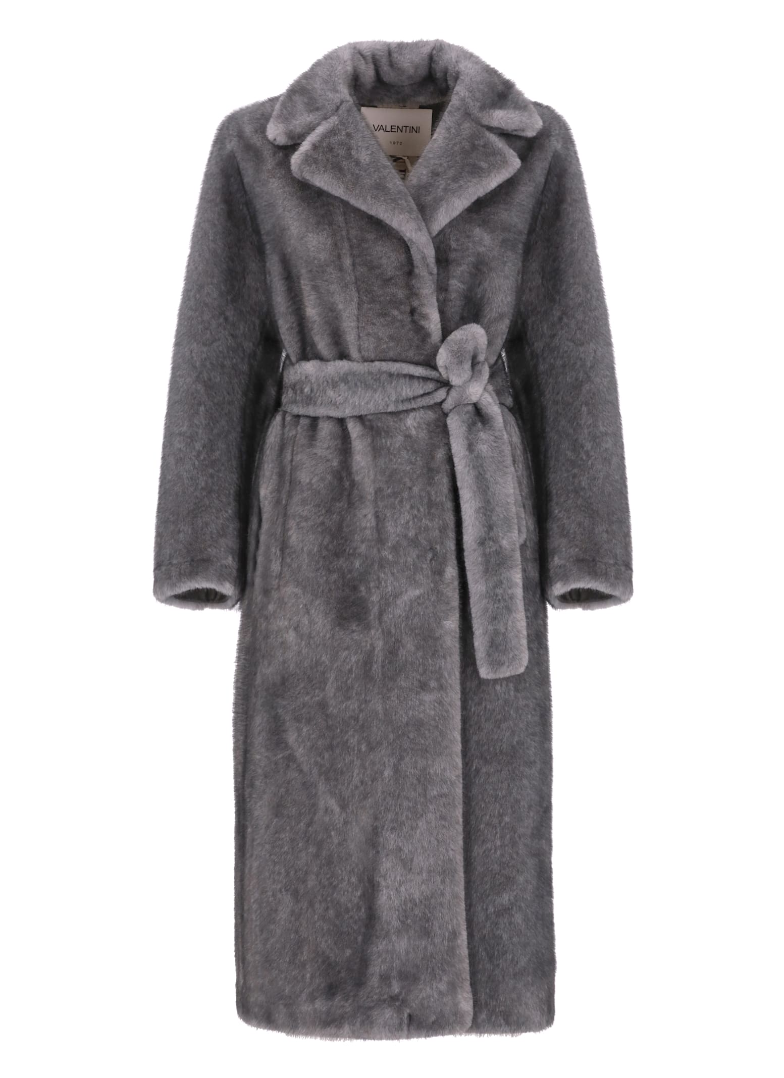 Valentini 1972 Synth Fur Coat In Gray