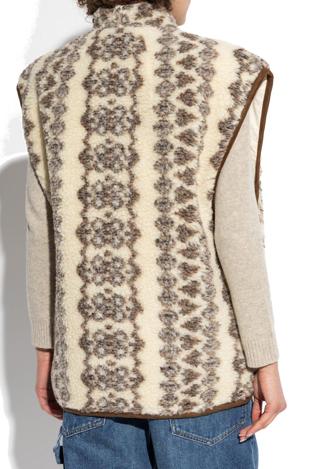 Shop Marant Etoile Patterned Intarsia-knit Vest In Beige