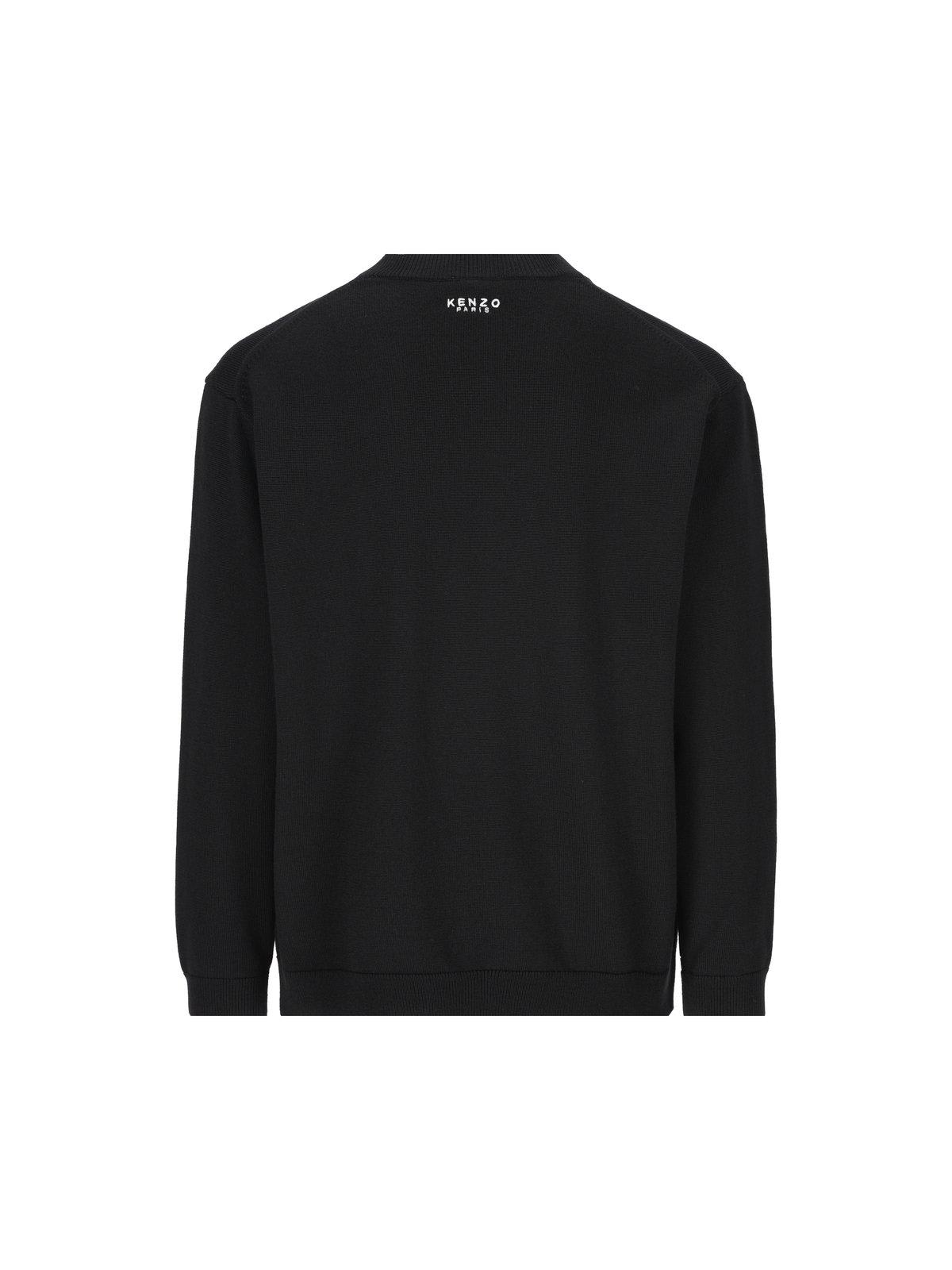 Shop Kenzo Lucky Tiger Embroidered Knit Jumper In Nero