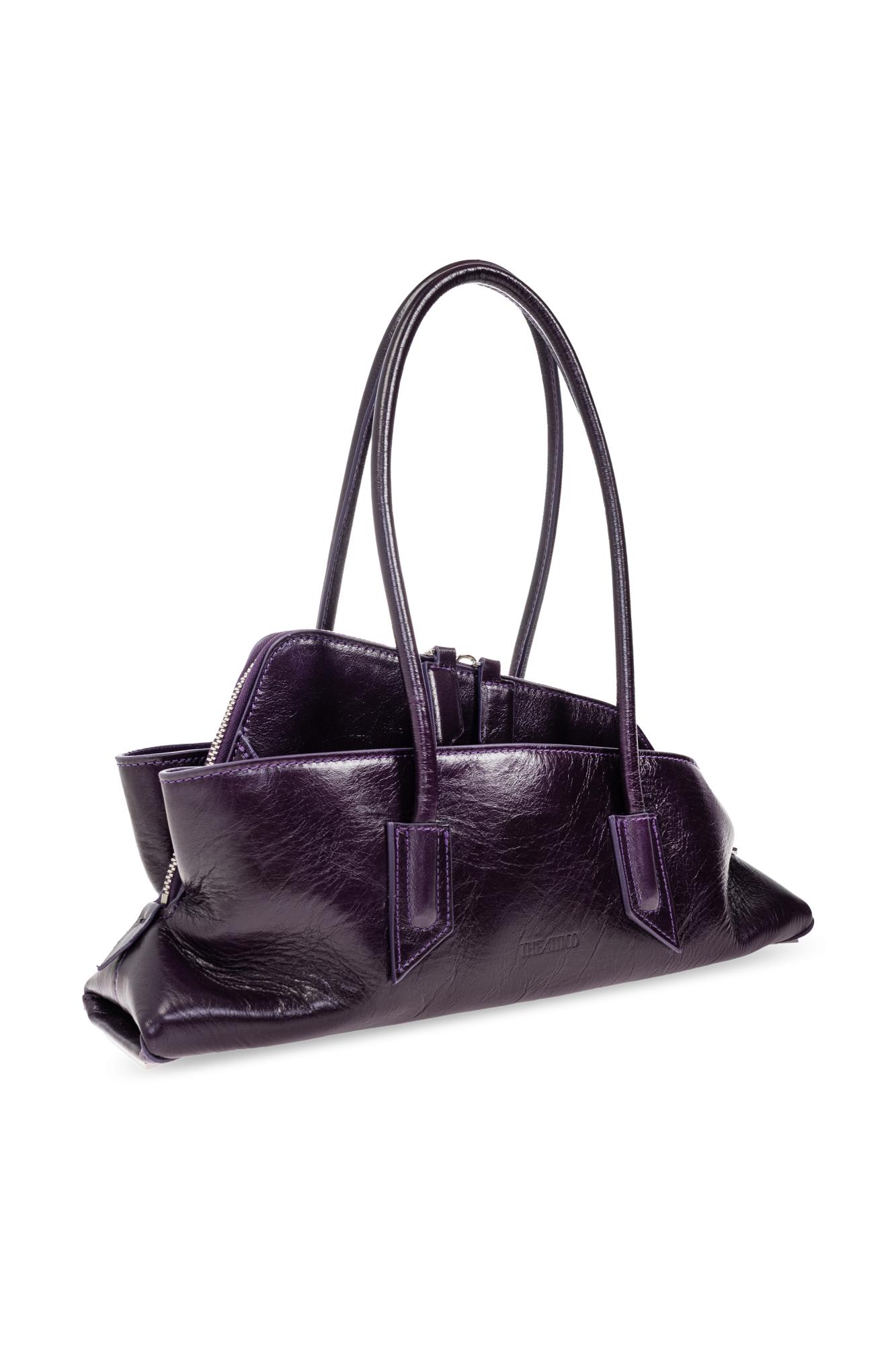 Attico Small Leather Shoulder Bag In Purple