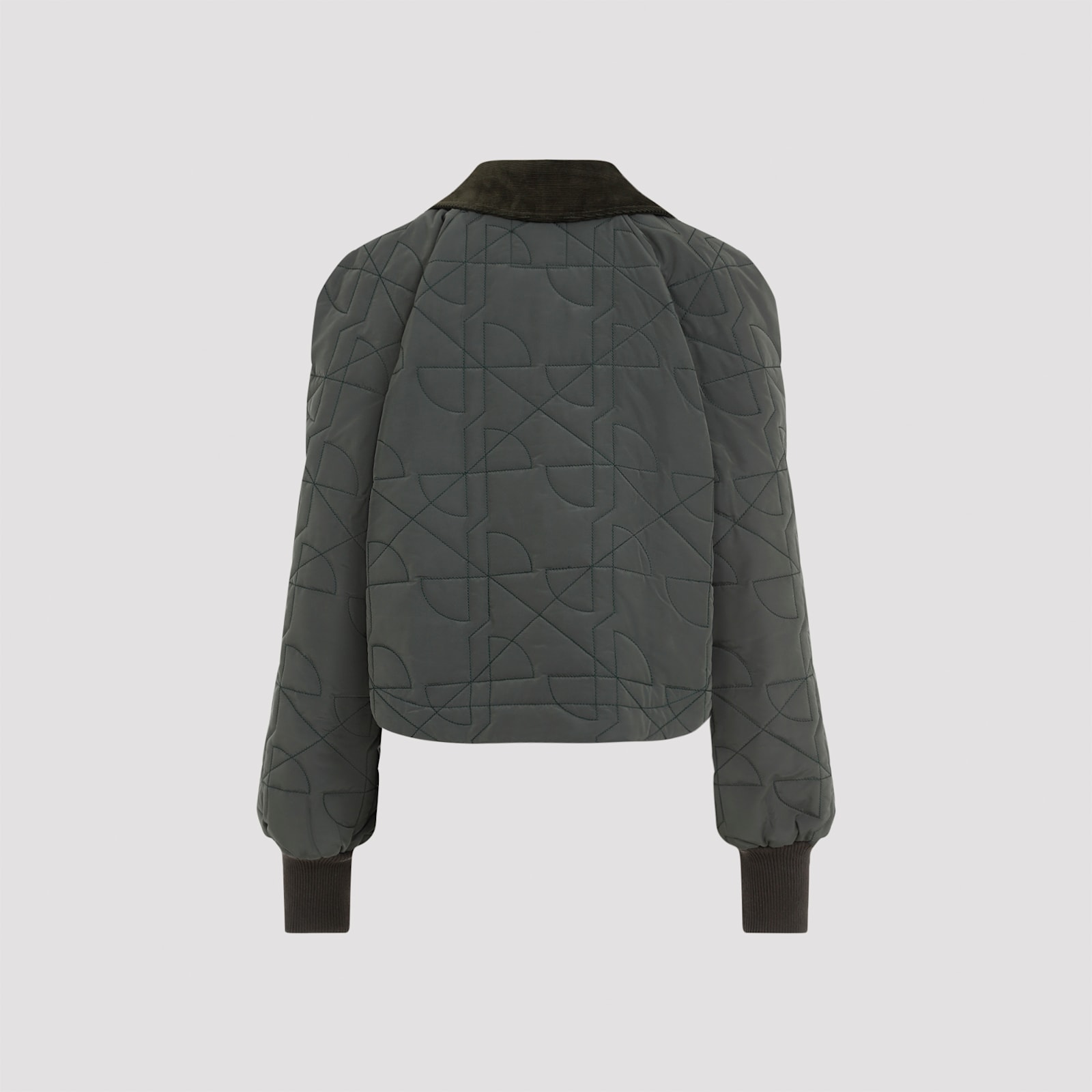 Shop Patou Cropped Quilted Blouson In B Bottle Green