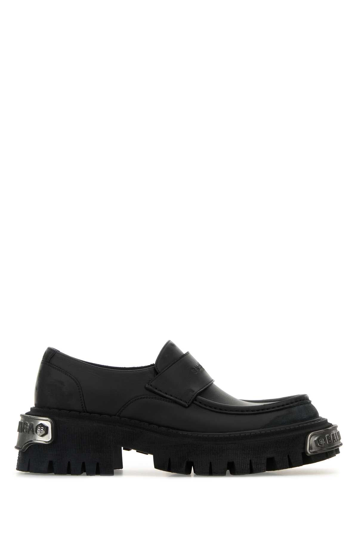 Black Leather Tractor Loafers