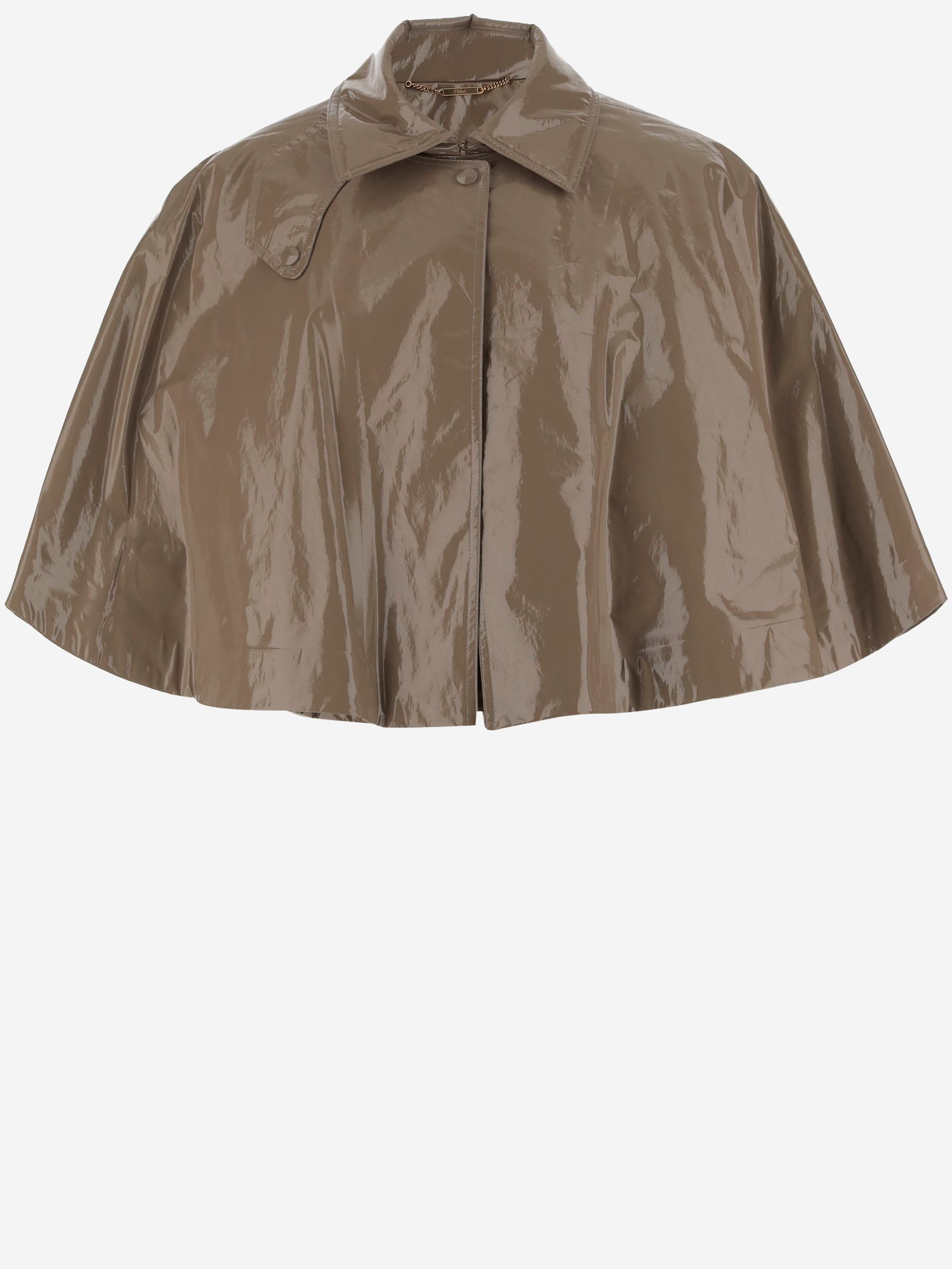 Shop Chloé Lacquered Effect Cape In Brown