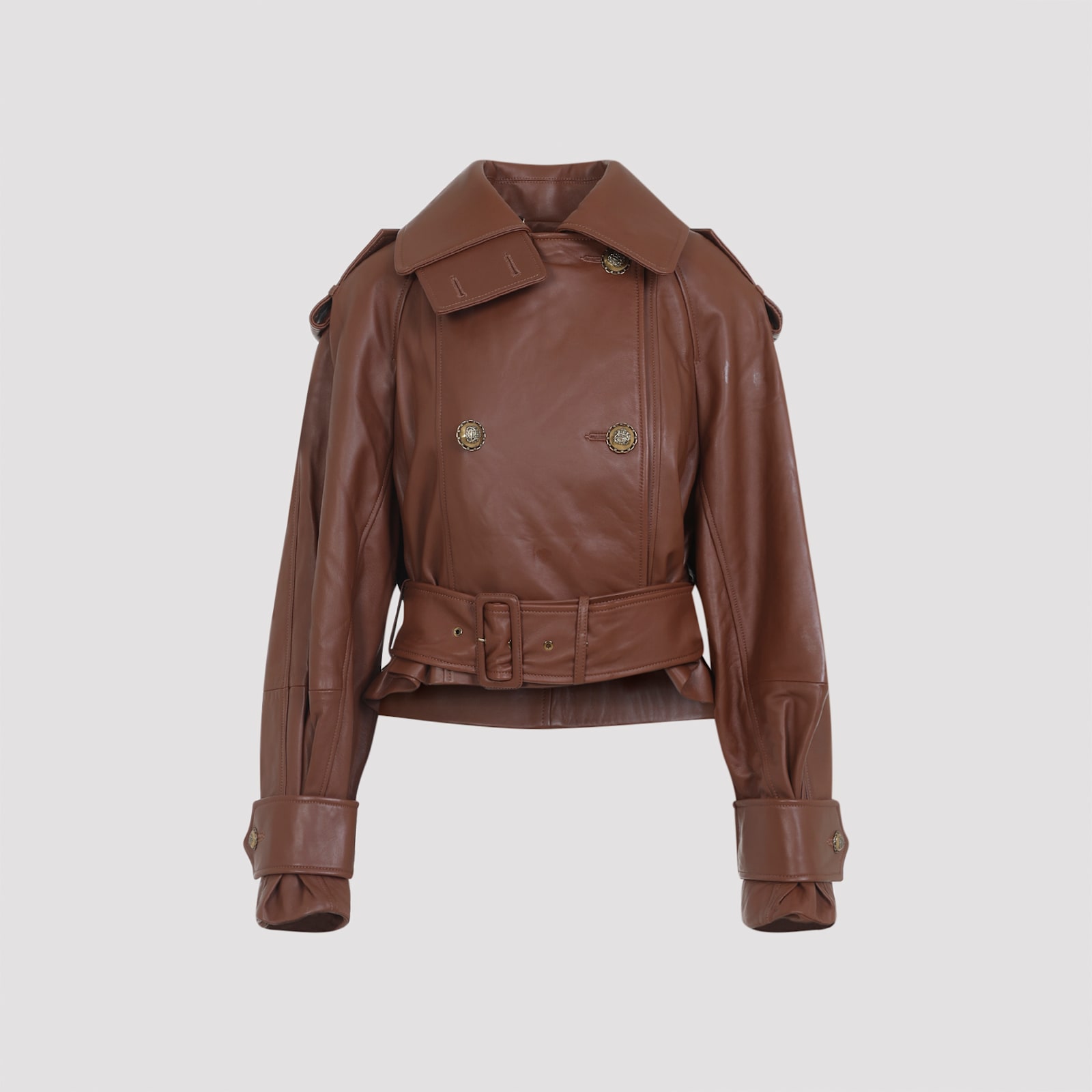 Zimmermann Hypnotic Leather Crop Trench Women In Brown