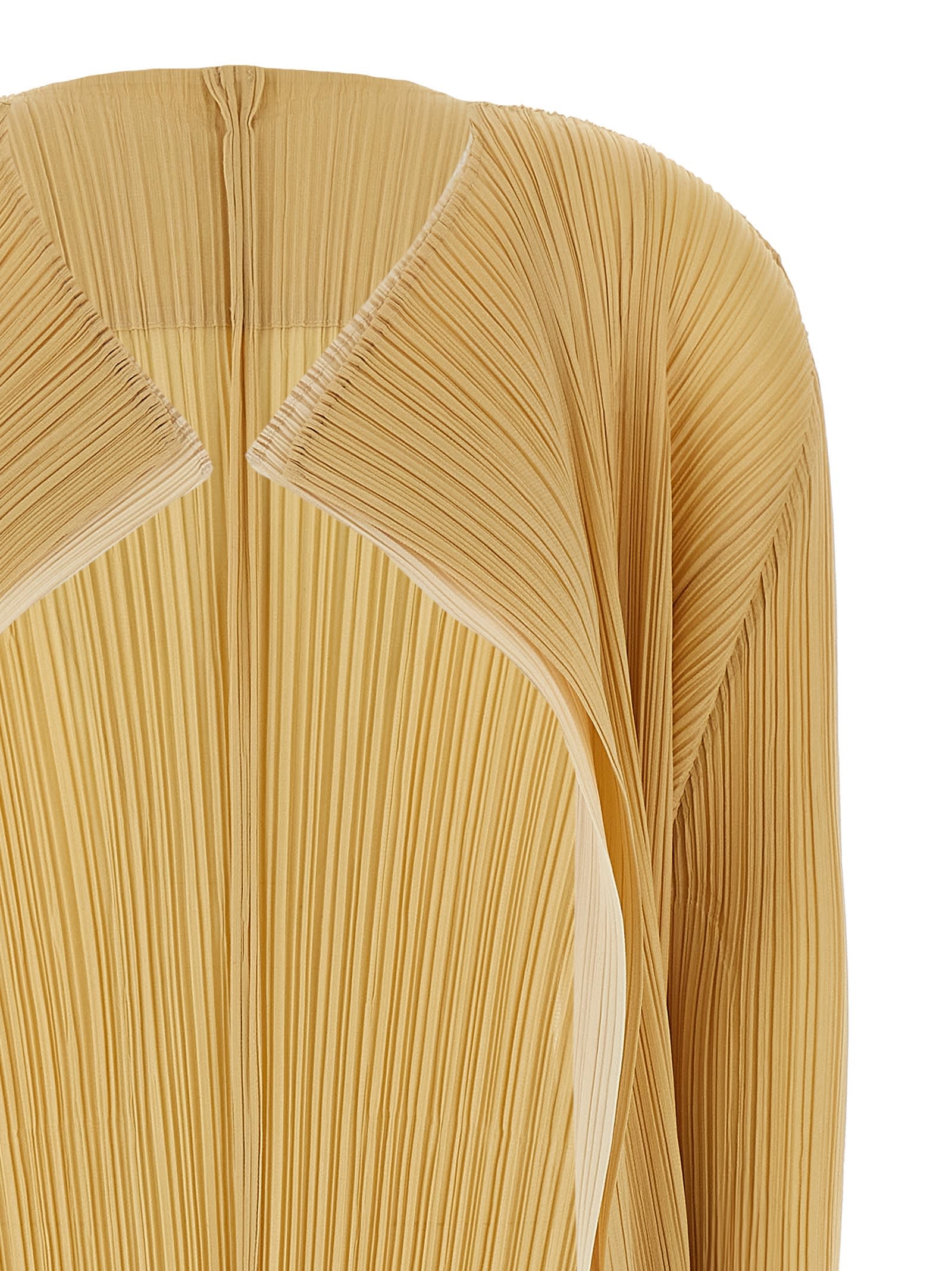 Issey Miyake Long Length Pleated Sleeve Cardigan In Neutral