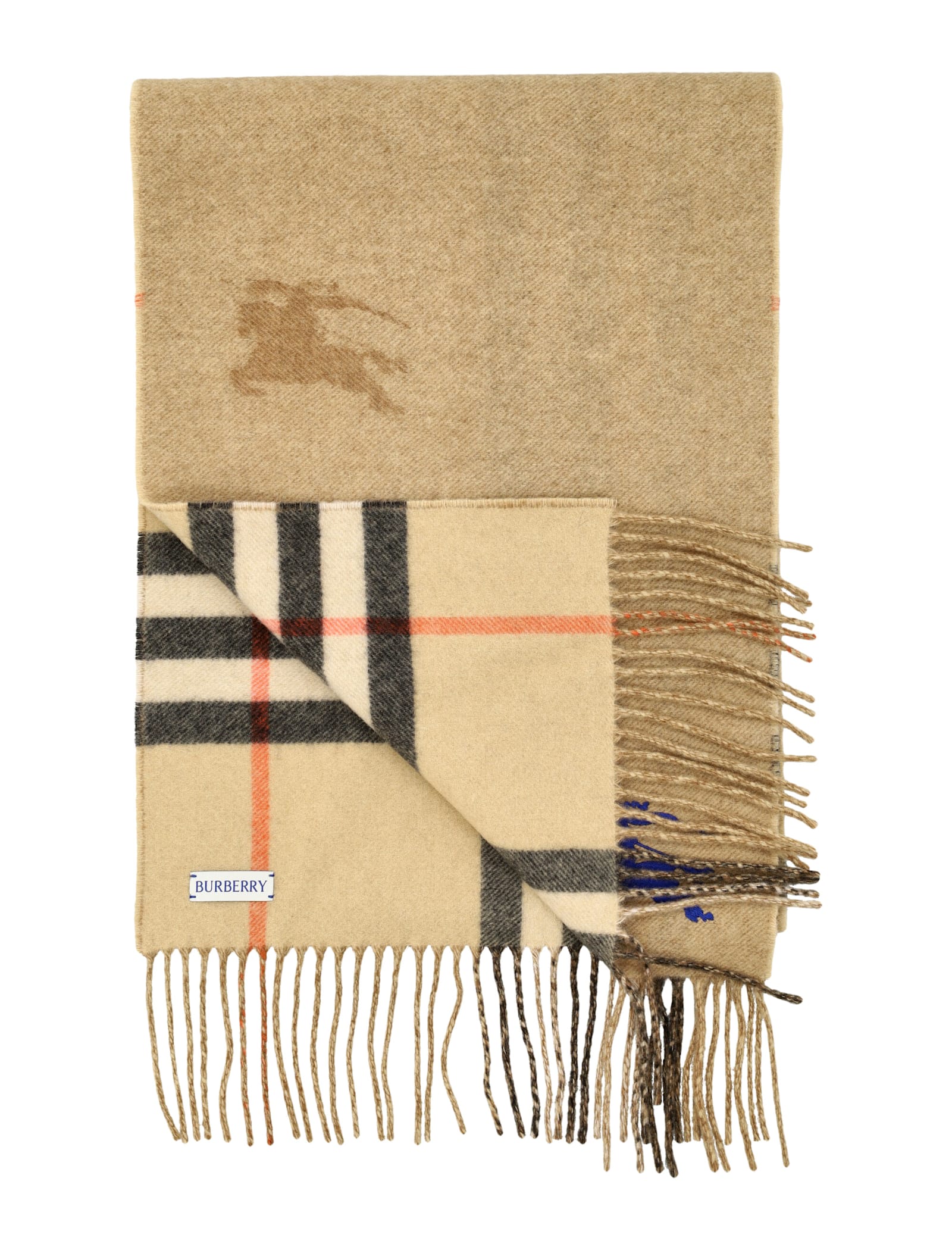 Shop Burberry Reversible Check Cashmere Scarf In Sand