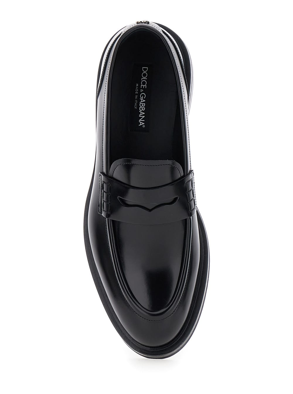 Shop Dolce & Gabbana Black Slip-on Loafers With Dg Logo In Leather Man