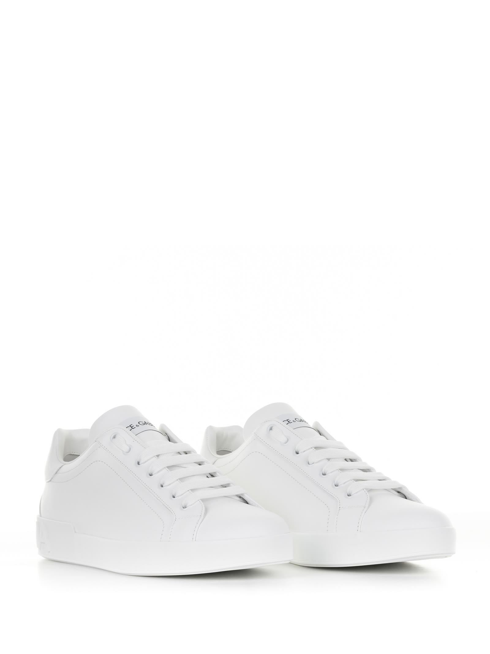 Shop Dolce & Gabbana Portofino Sneaker In White Leather In Bianco