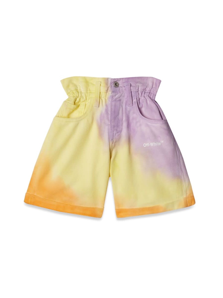 Off-white High-rise Helvetica Tie-dye Shorts In Multicolour