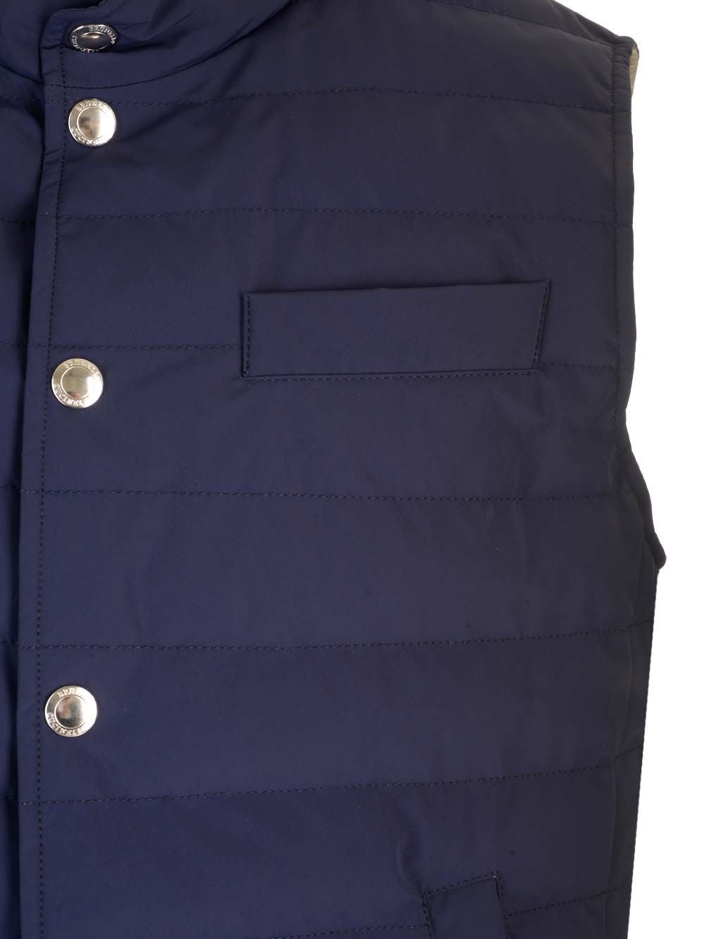 Shop Brunello Cucinelli High-neck Quilted Gilet In Blue Indigo