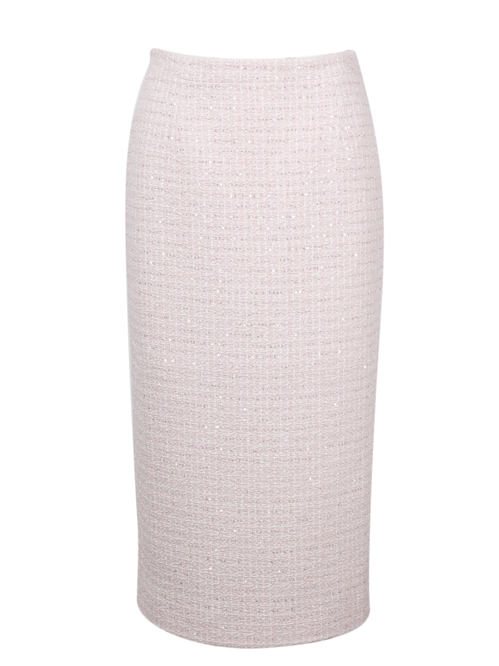 ALESSANDRA RICH TWEED AND SEQUIN MIDI SKIRT,FAB1817 F3194 1815 LIGHT PINK WHITE
