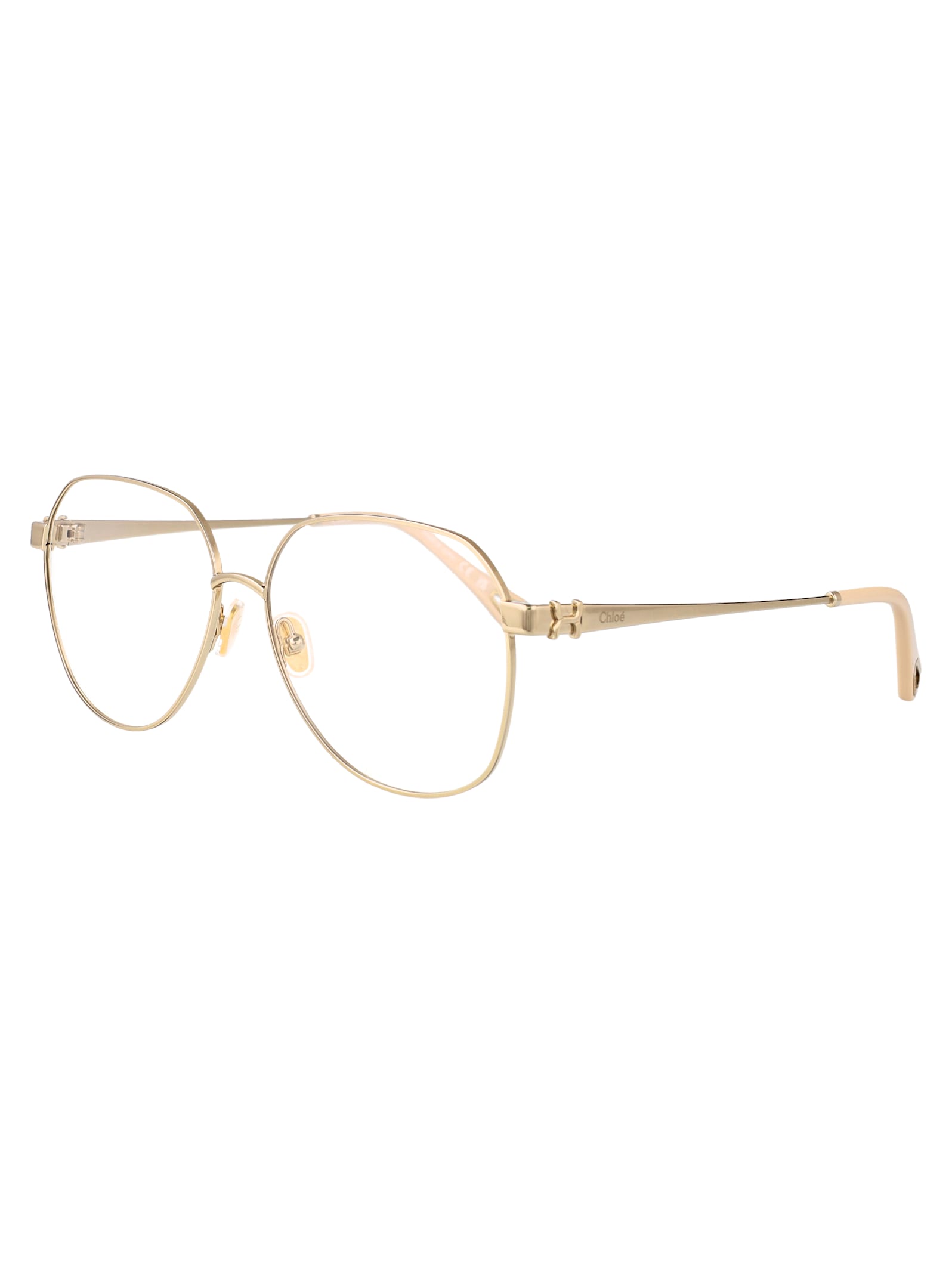 Chloé Gold-gold-transparent Metal Glasses In Gold