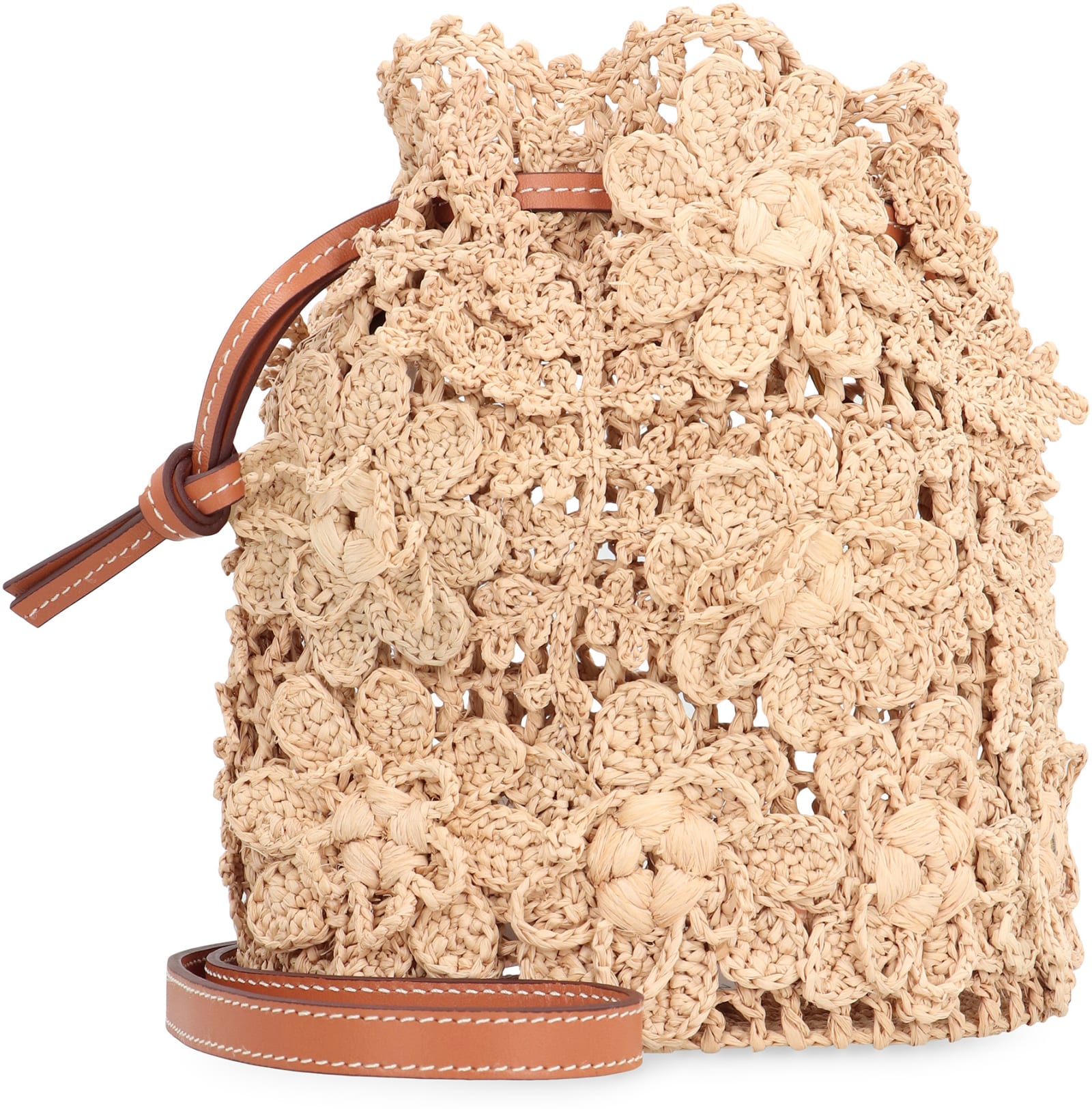 Shop Zimmermann Raffia Bucket Bag In Natural