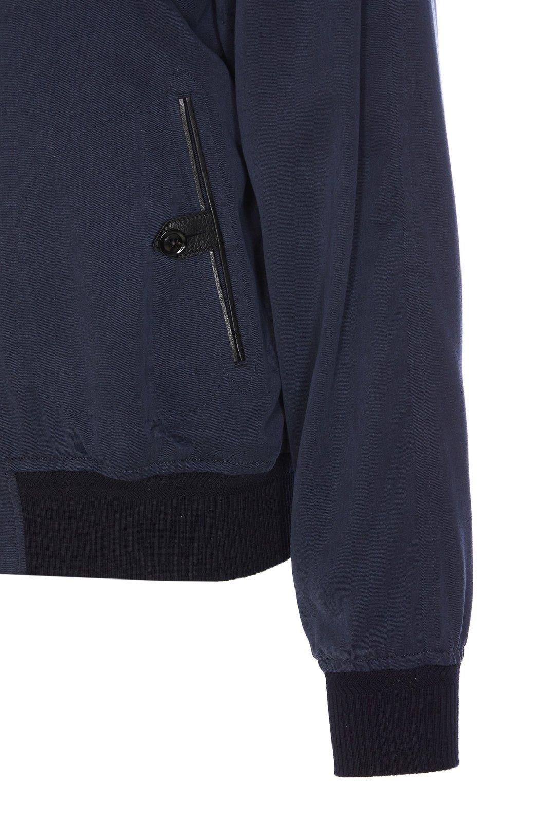 Tom Ford Navy Blue Gabardine Bomber Jacket In Blue
