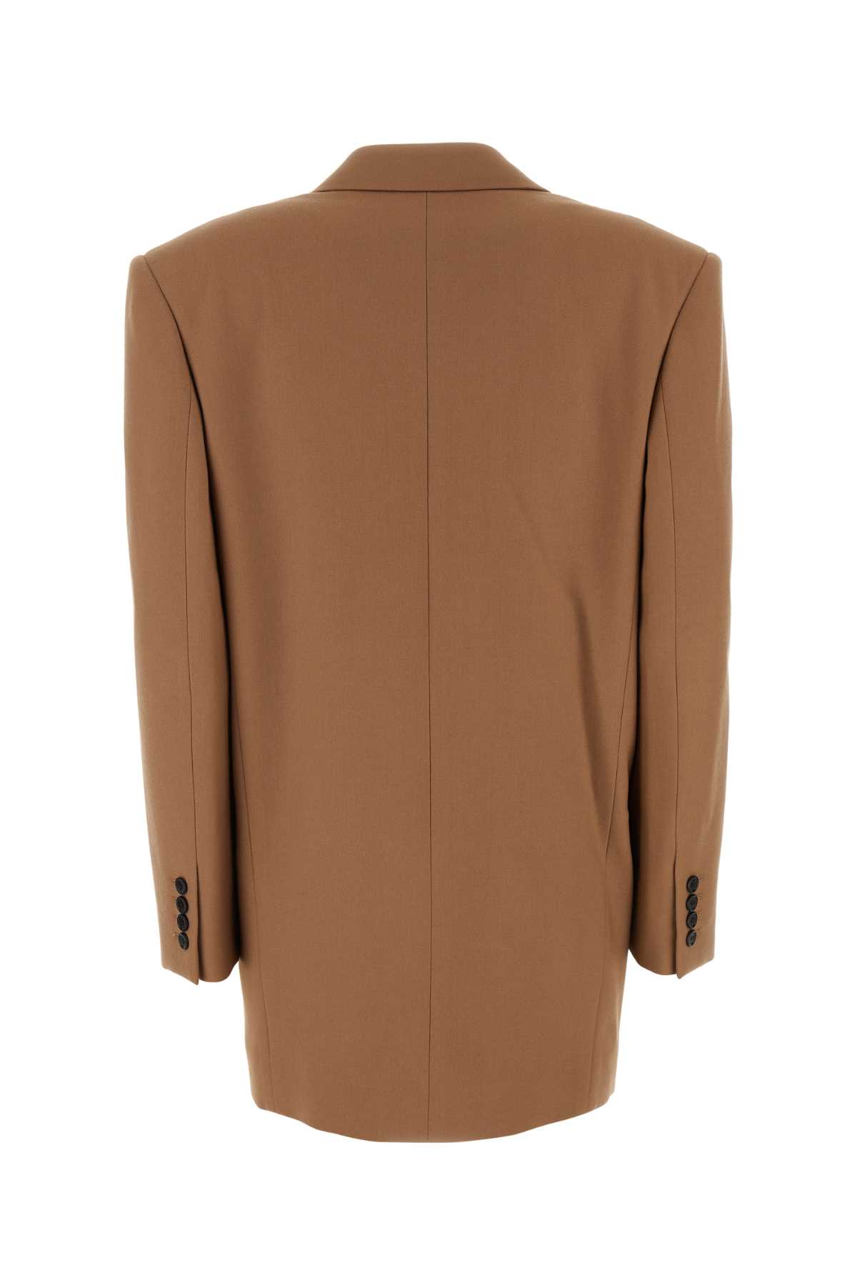 Shop Saint Laurent Caramel Gabardine Blazer In Praline