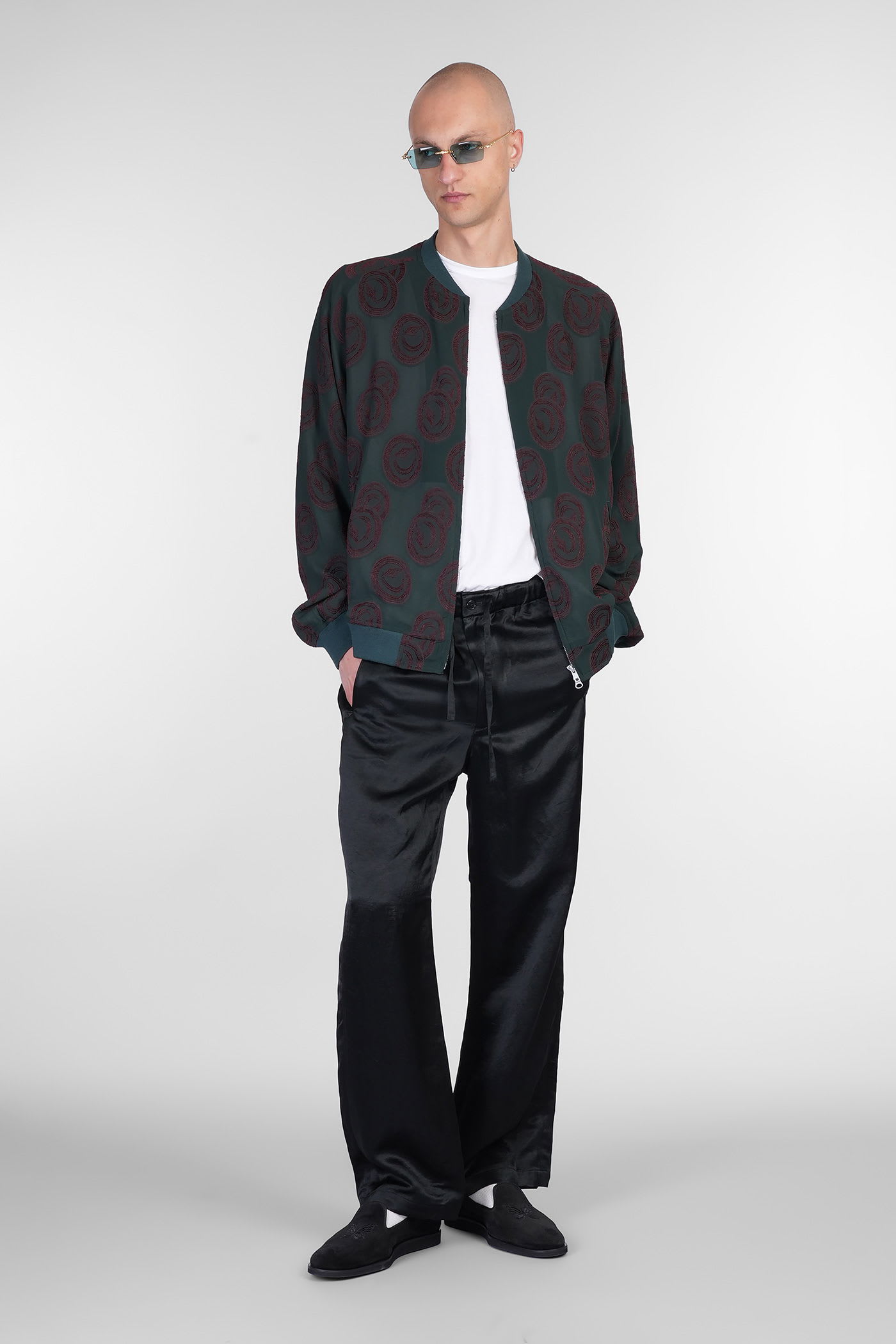 Needles Bomber Jacket In Green Rayon In Multi