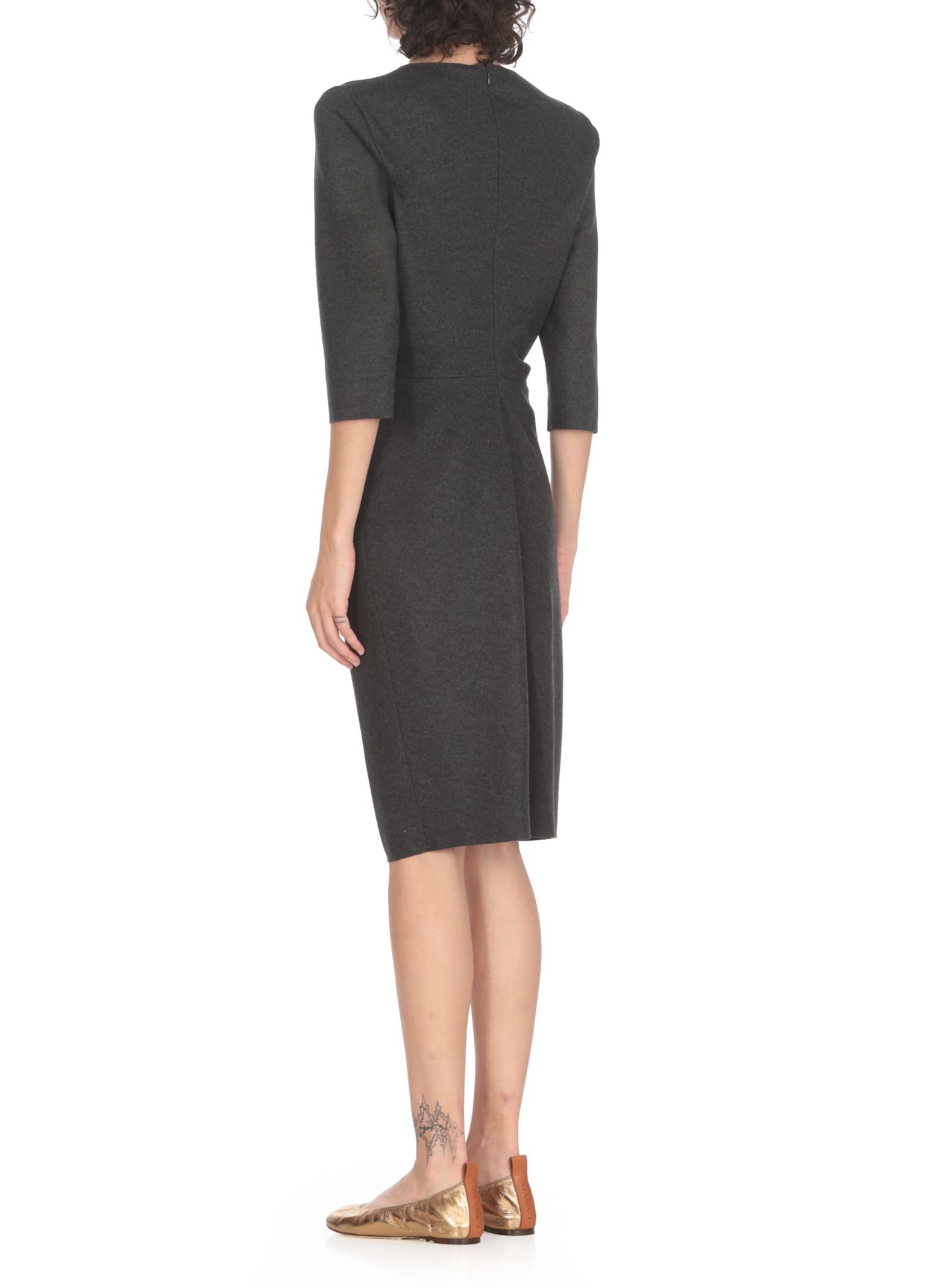 Shop Lanvin Wool Dress In Grey