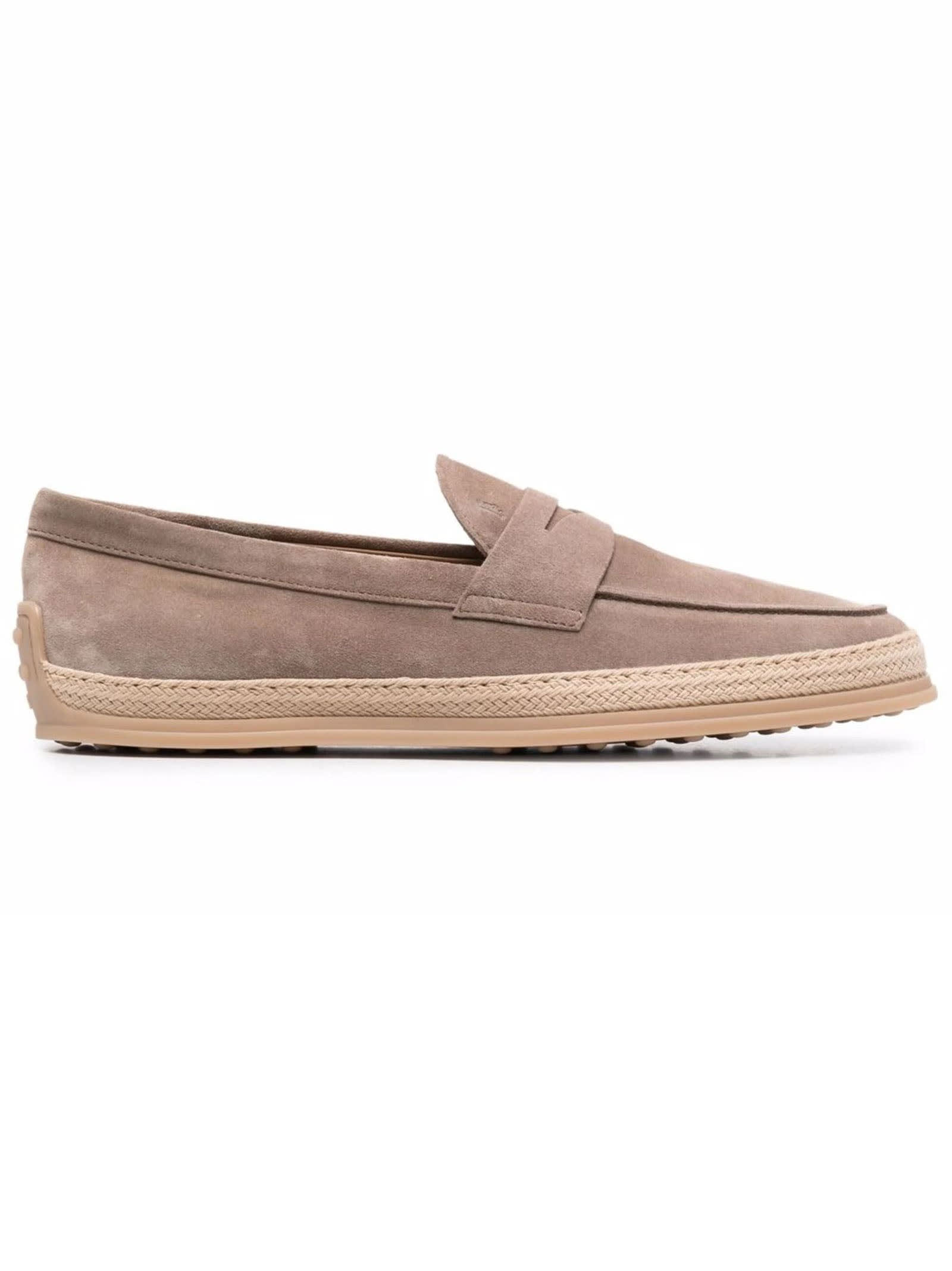 Shop Tod's Loafers In Velvety Suede In Brown