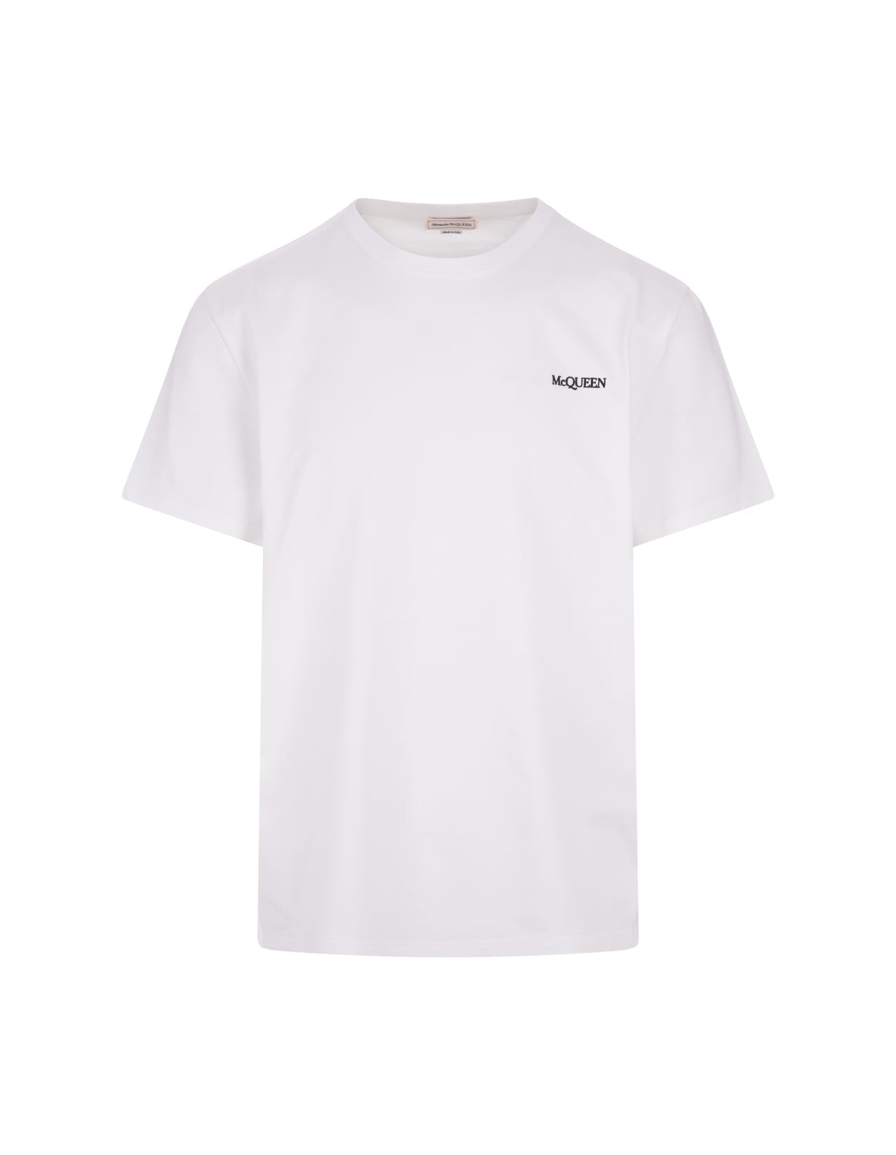 Shop Alexander Mcqueen White T-shirt With Two-tone Logo