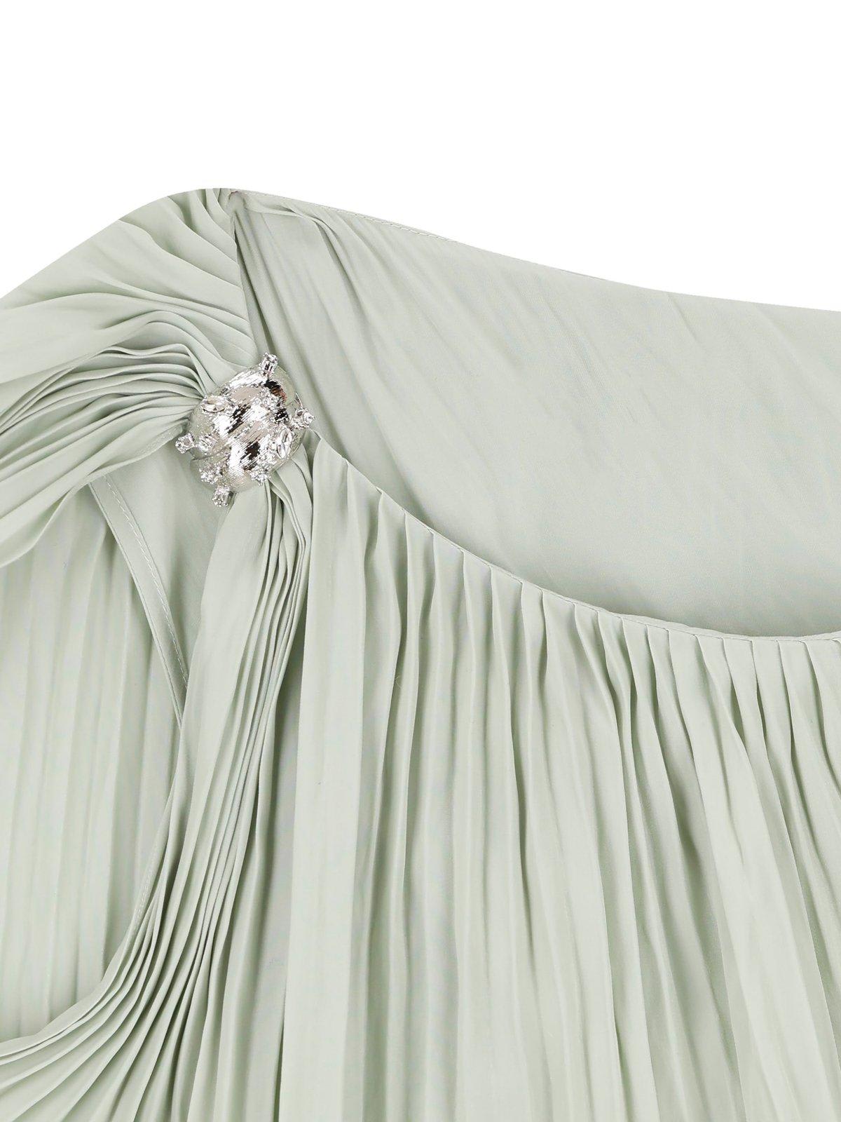 Shop Lanvin Ruffle Midi Asymmetric Dress In Sage